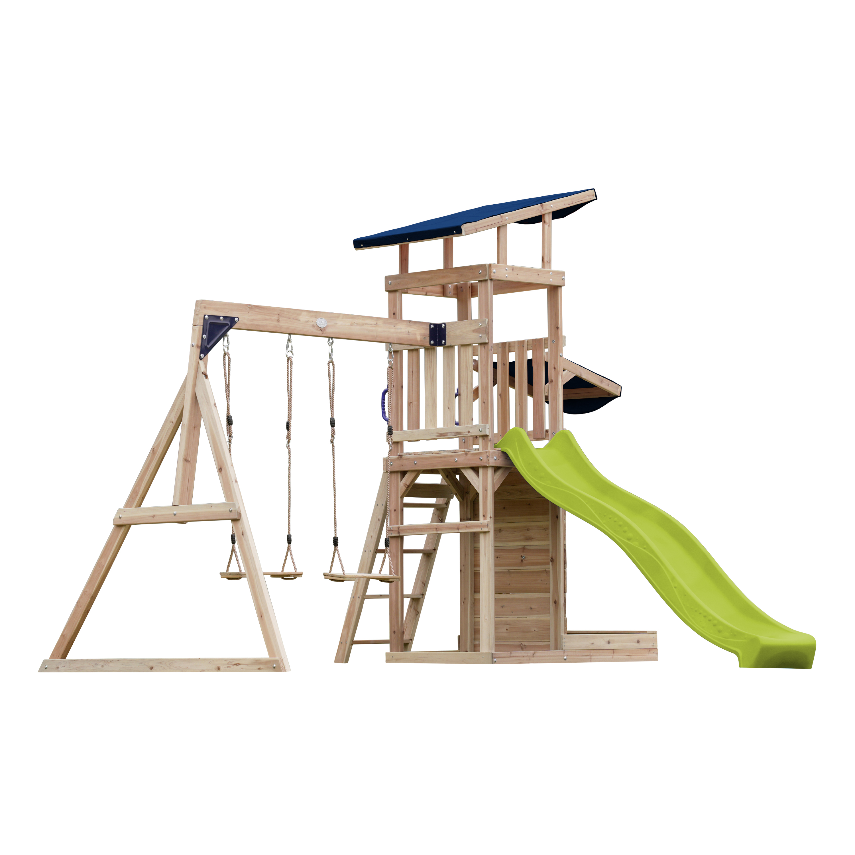 AXI Malik Play Set with Double Swing Brown - Lime green Slide 