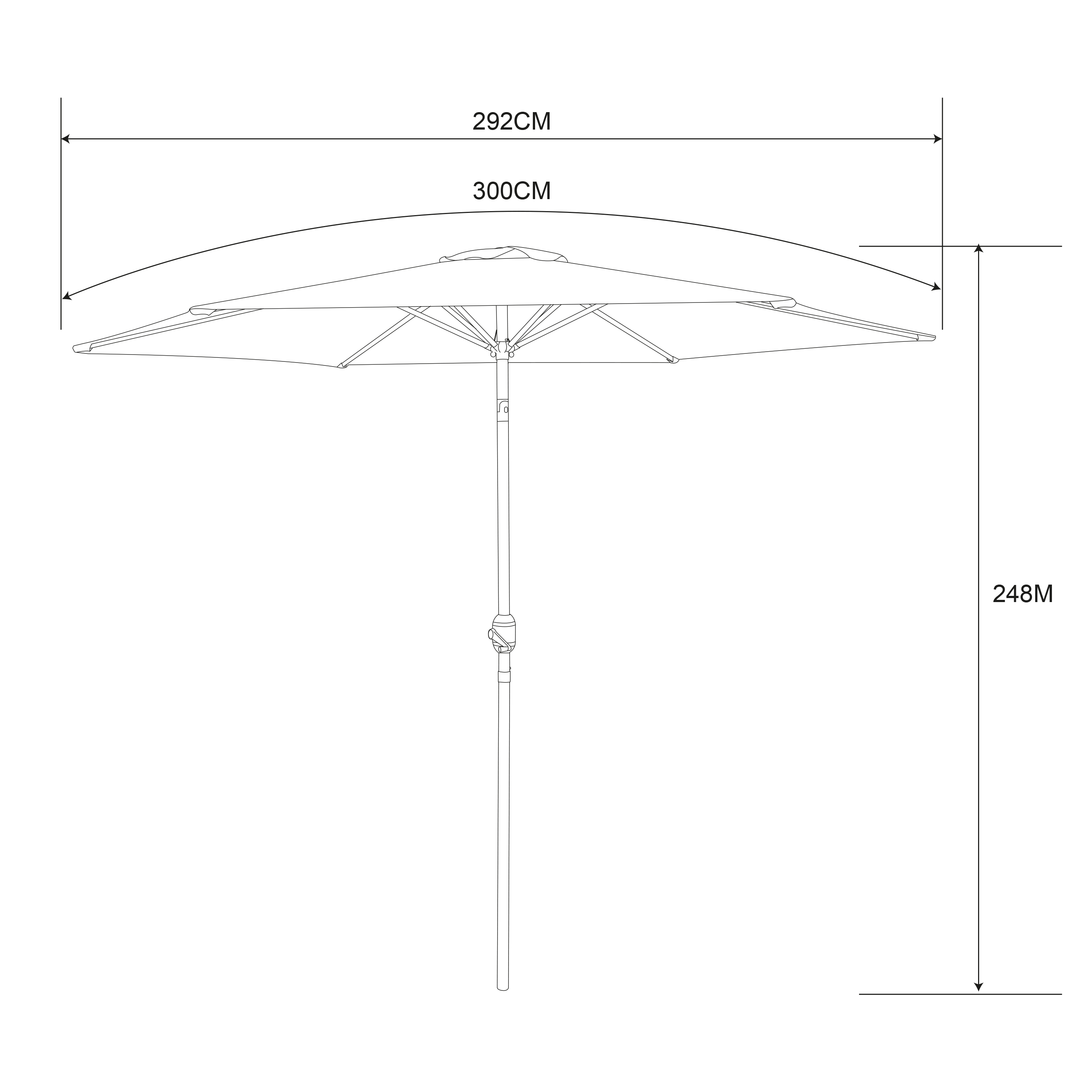 AXI Noor Centre Pole Parasol Ø 300cm incl. parasol base Oak-look/Beige