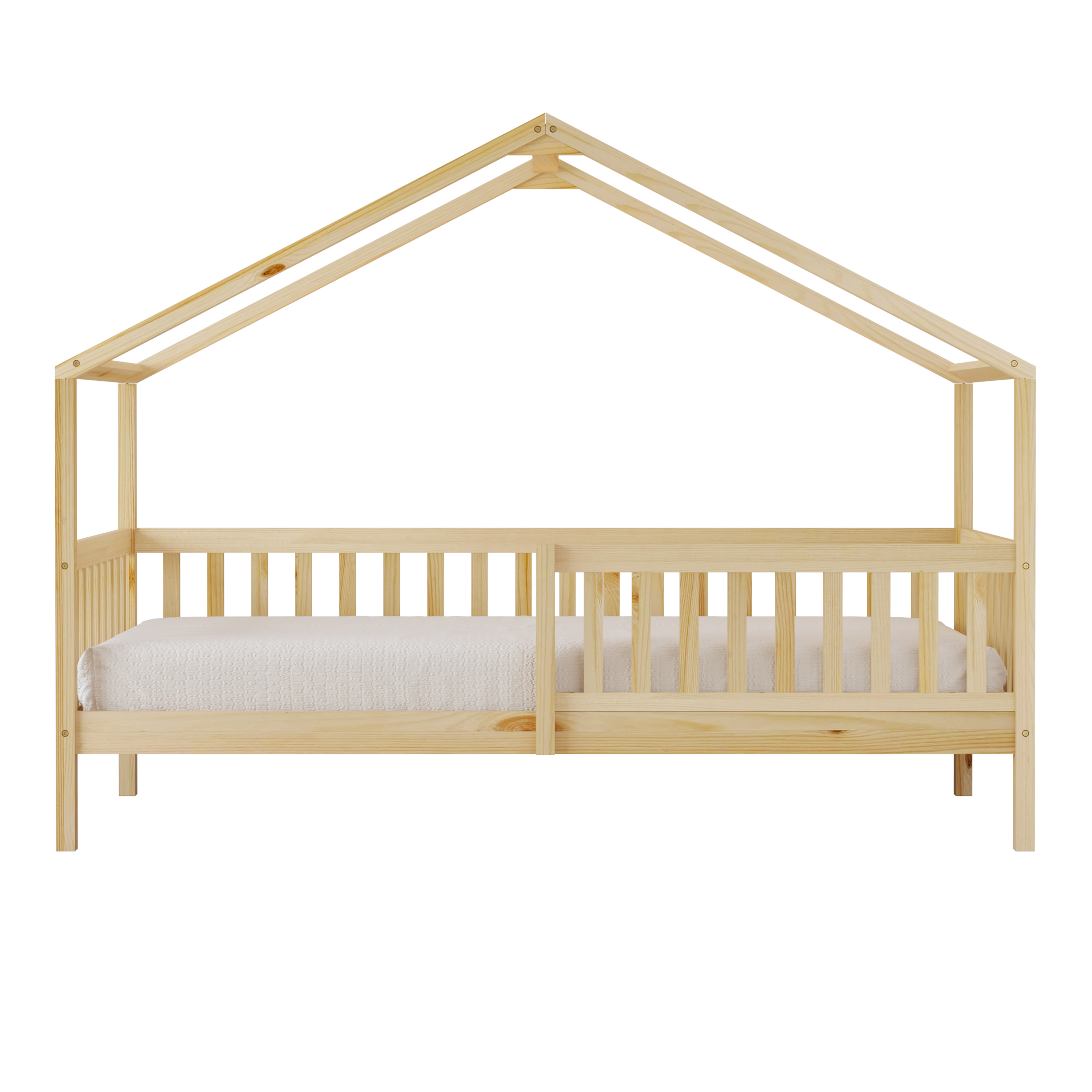 Sunny Kae House Bed with Guardrail Natural – Without Mattress