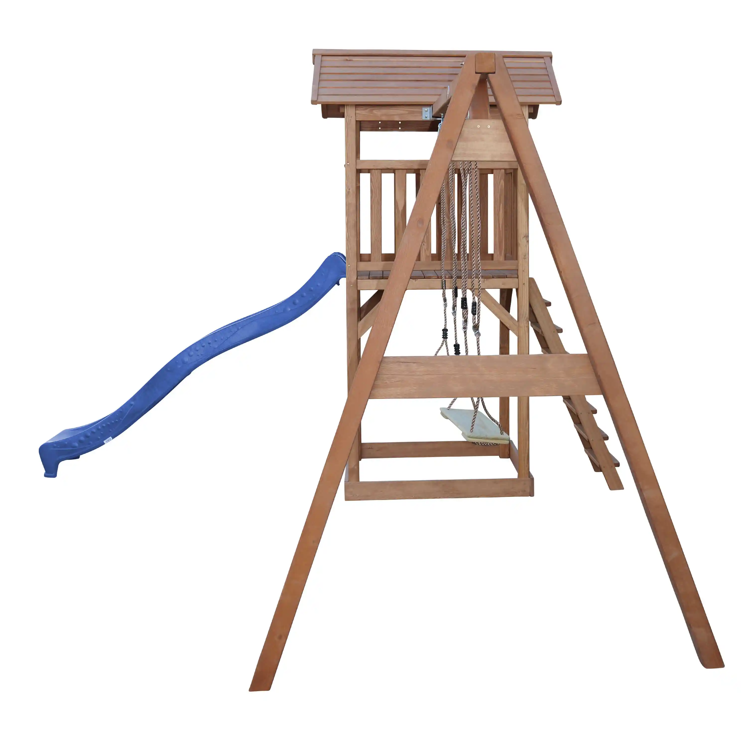 AXI Beach Tower Speeltoren met Dubbele Schommel Bruin - Blauwe Glijbaan