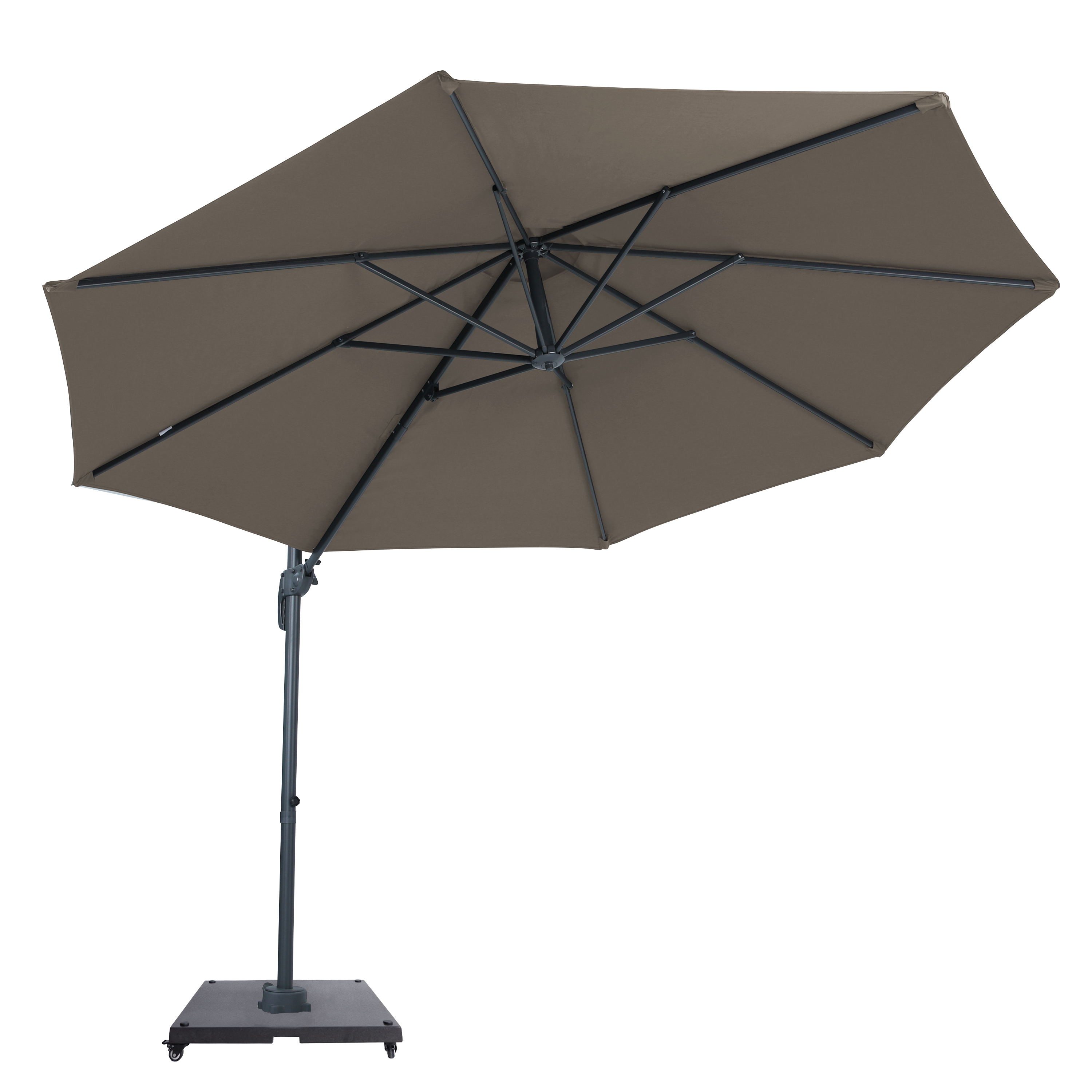 AXI Marisol Cantilever Parasol Ø 300cm incl. parasol base with wheels Anthracite/Taupe – Complete set
