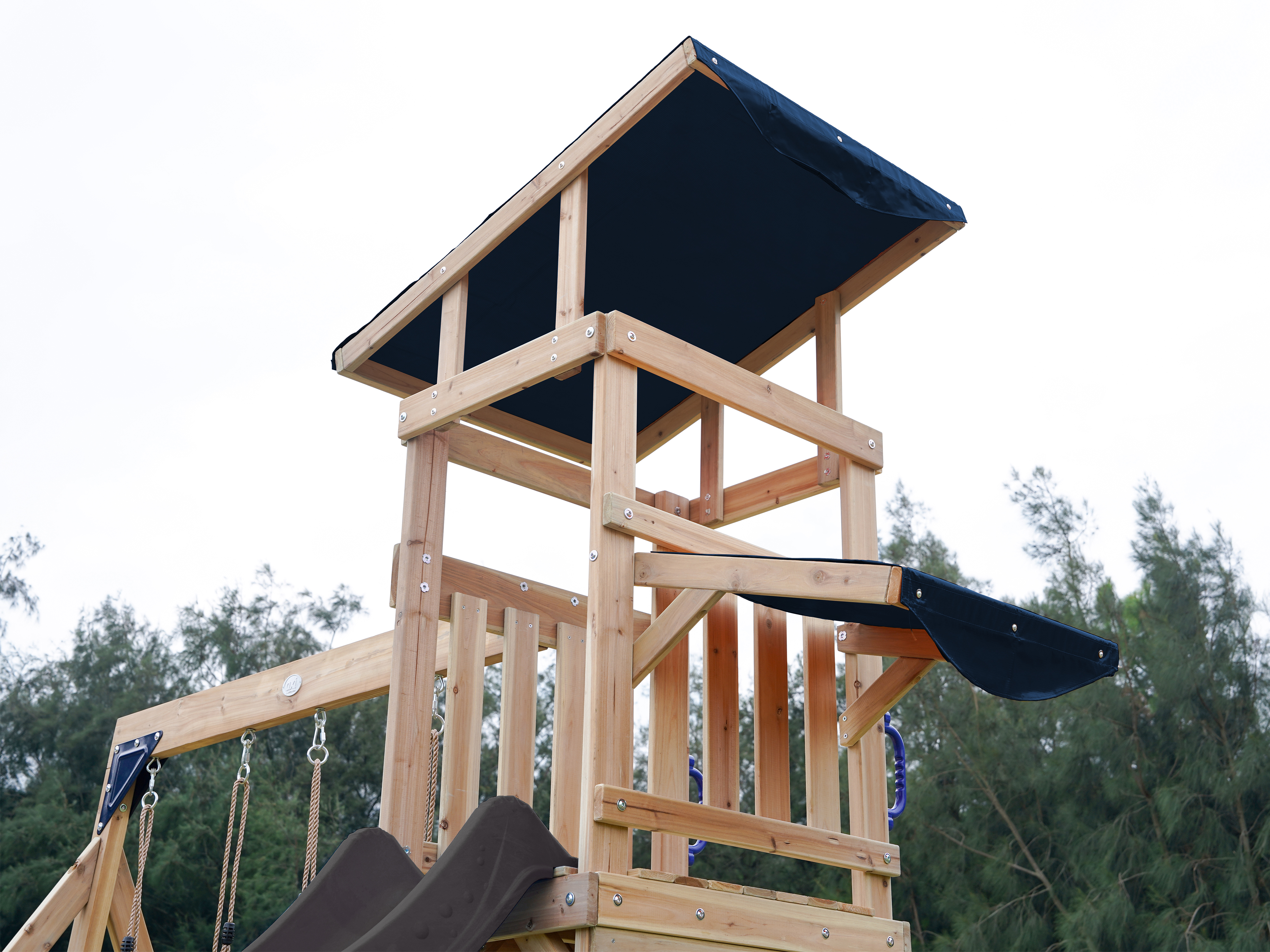 AXI Malik Climbing Frame with Double Swing Set - Grey Slide