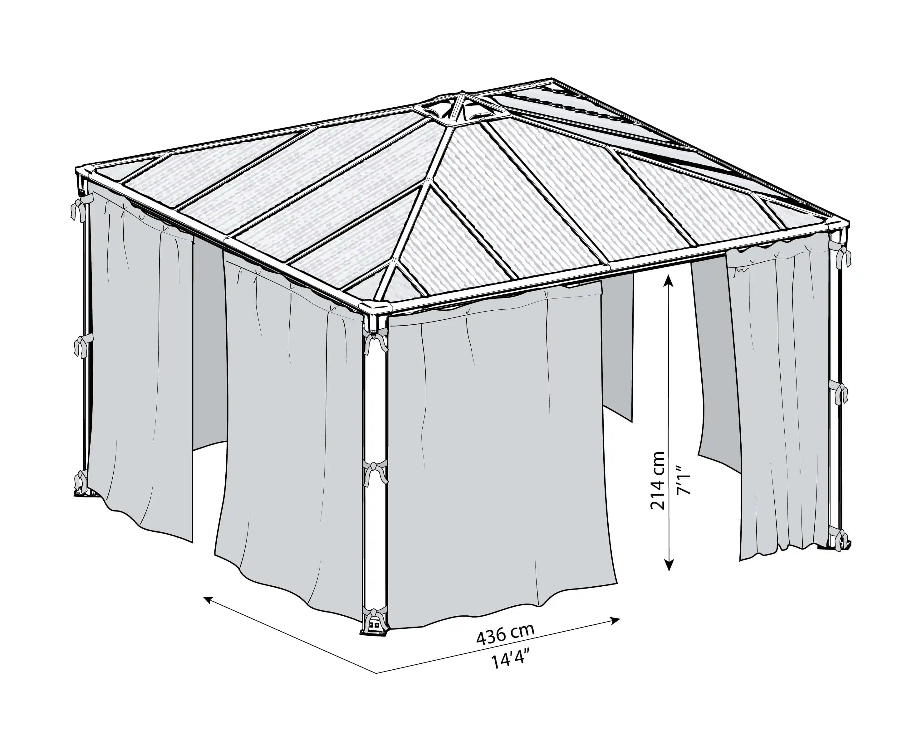 Canopia Gordijnset voor Palermo  tuinpaviljoen 4.3X4.3 Zwart