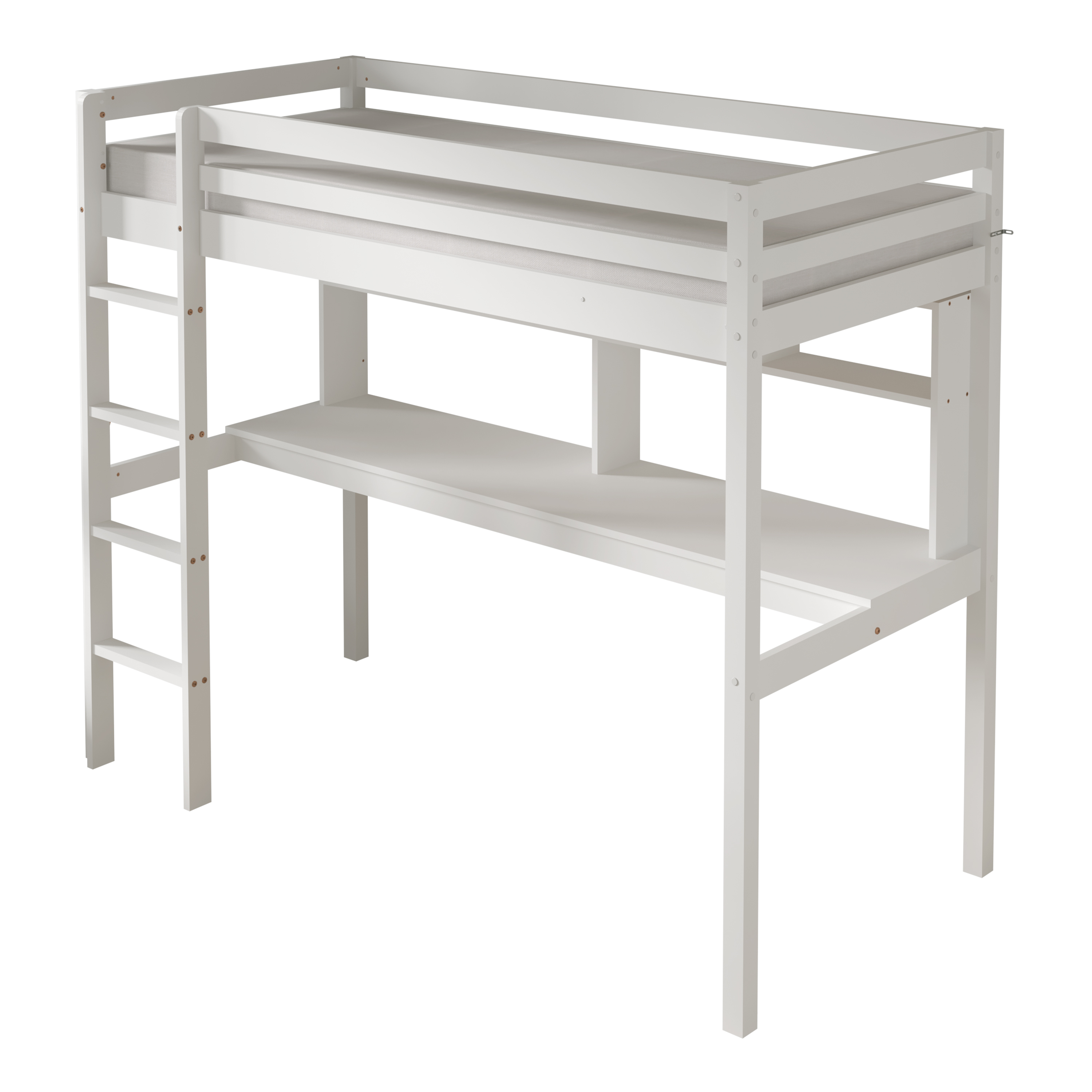 Sunny Sil Loft Bed with Desk White – With Mattress