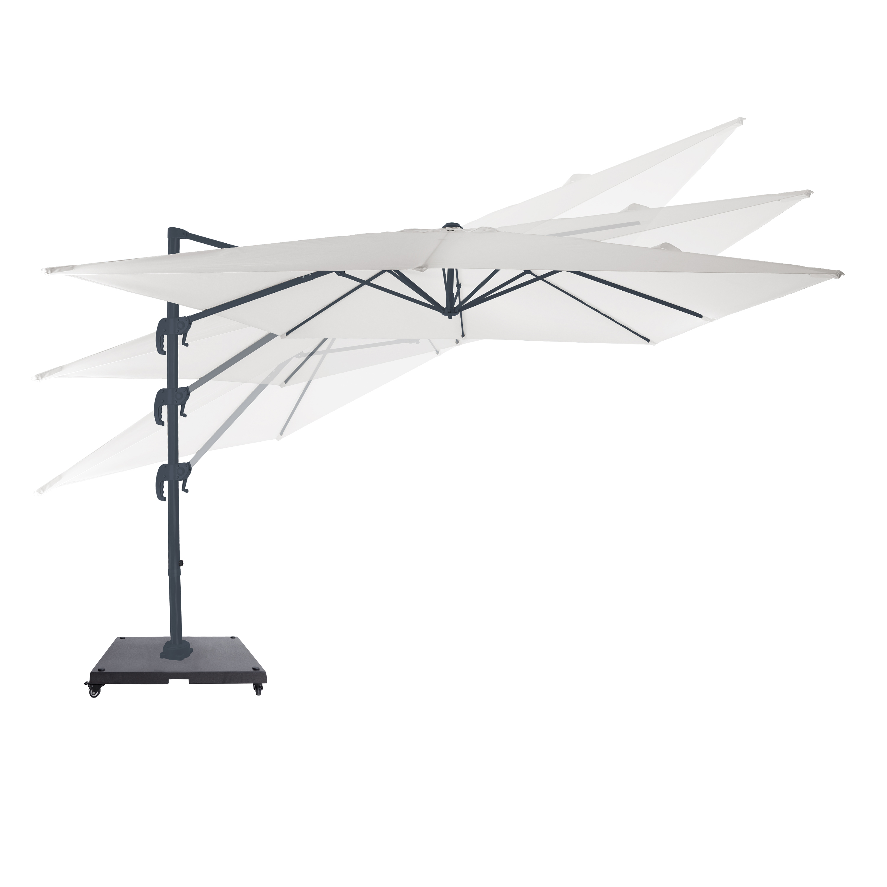 AXI Nima Cantilever Parasol 300x300 cm incl. Parasol Base with Wheels Anthracite/Beige – Complete Set