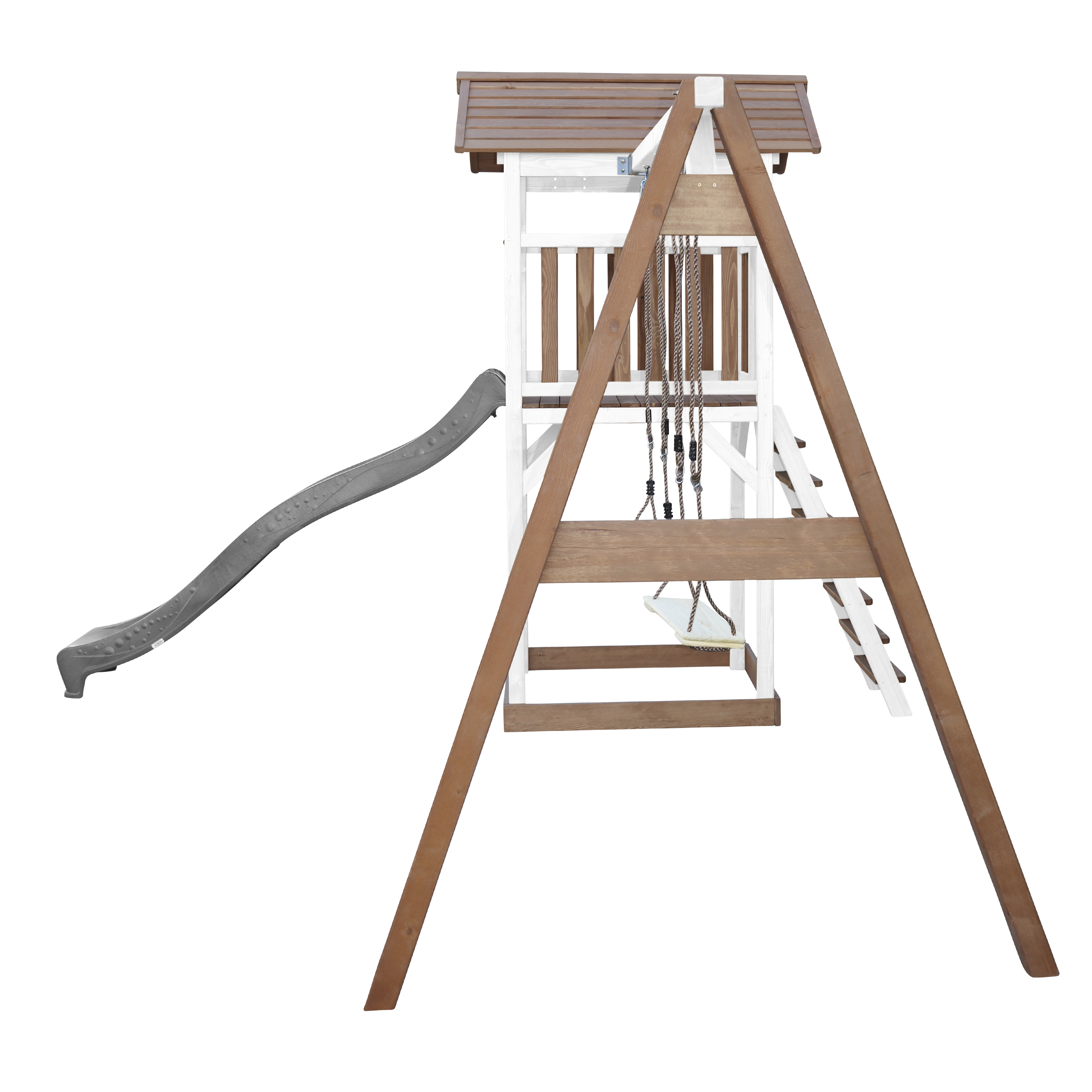 AXI Beach Tower with Double Swing Set Brown/White - Grey Slide-8717973939306 AXI Beach Tower with Double Swing Set Brown/White - Grey Slide