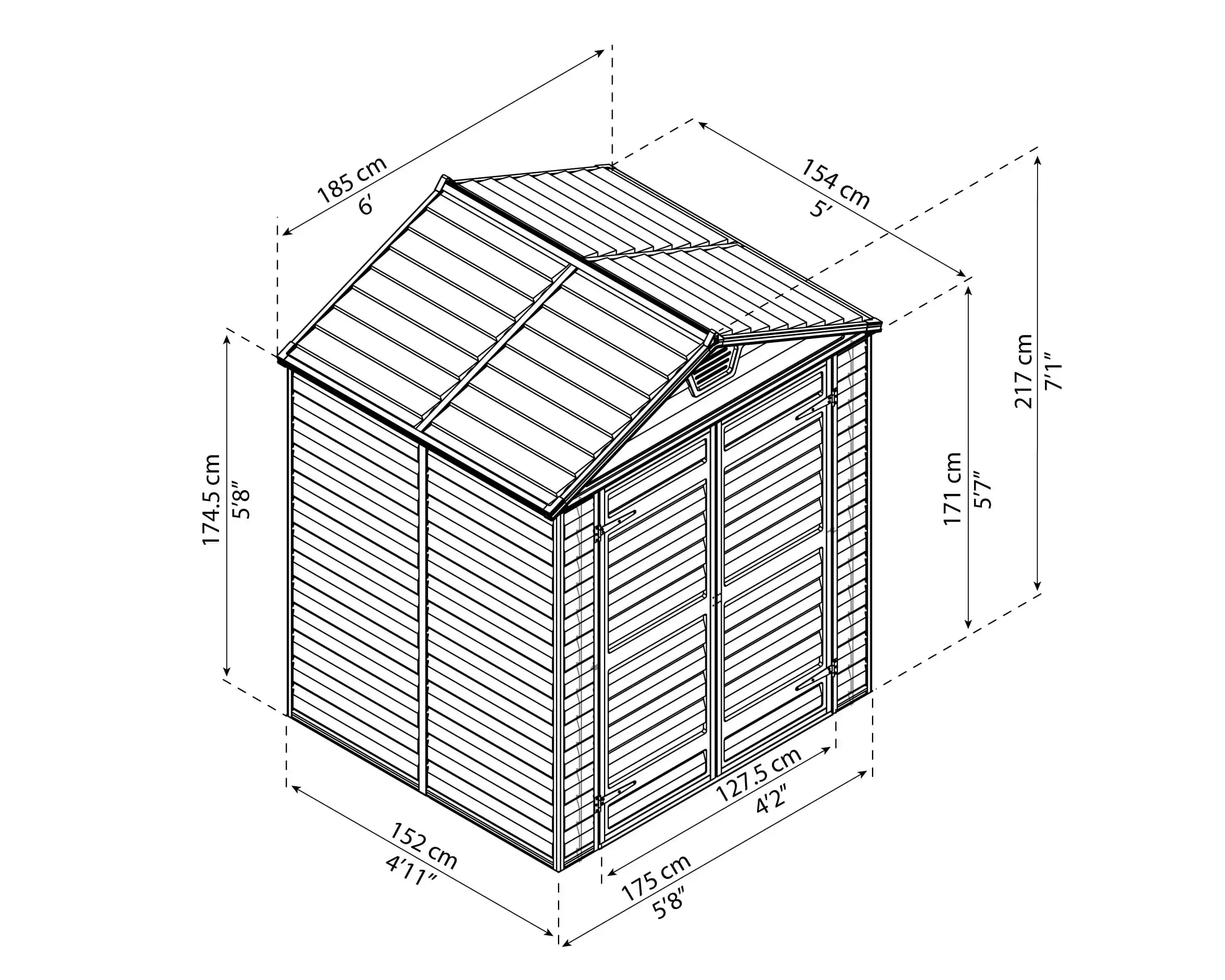 Canopia Skylight 154X185X217 cm Openlucht schuur voor tuin Amber