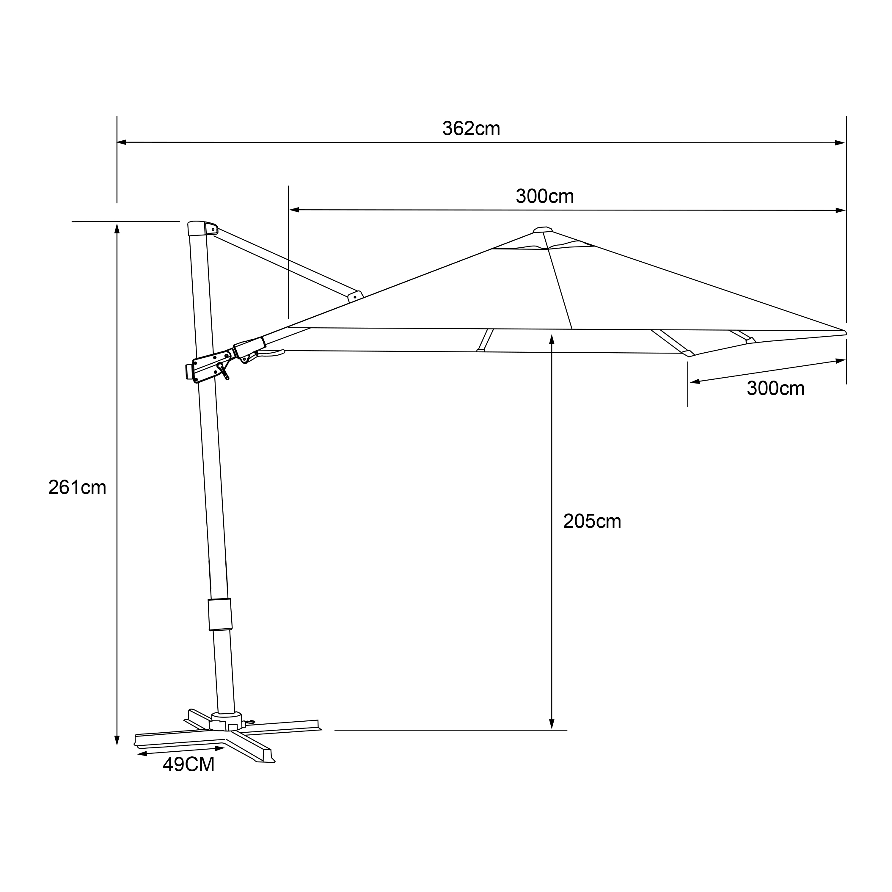 AXI Apollo Premium Zweefparasol 300x300cm Wit/grijs 