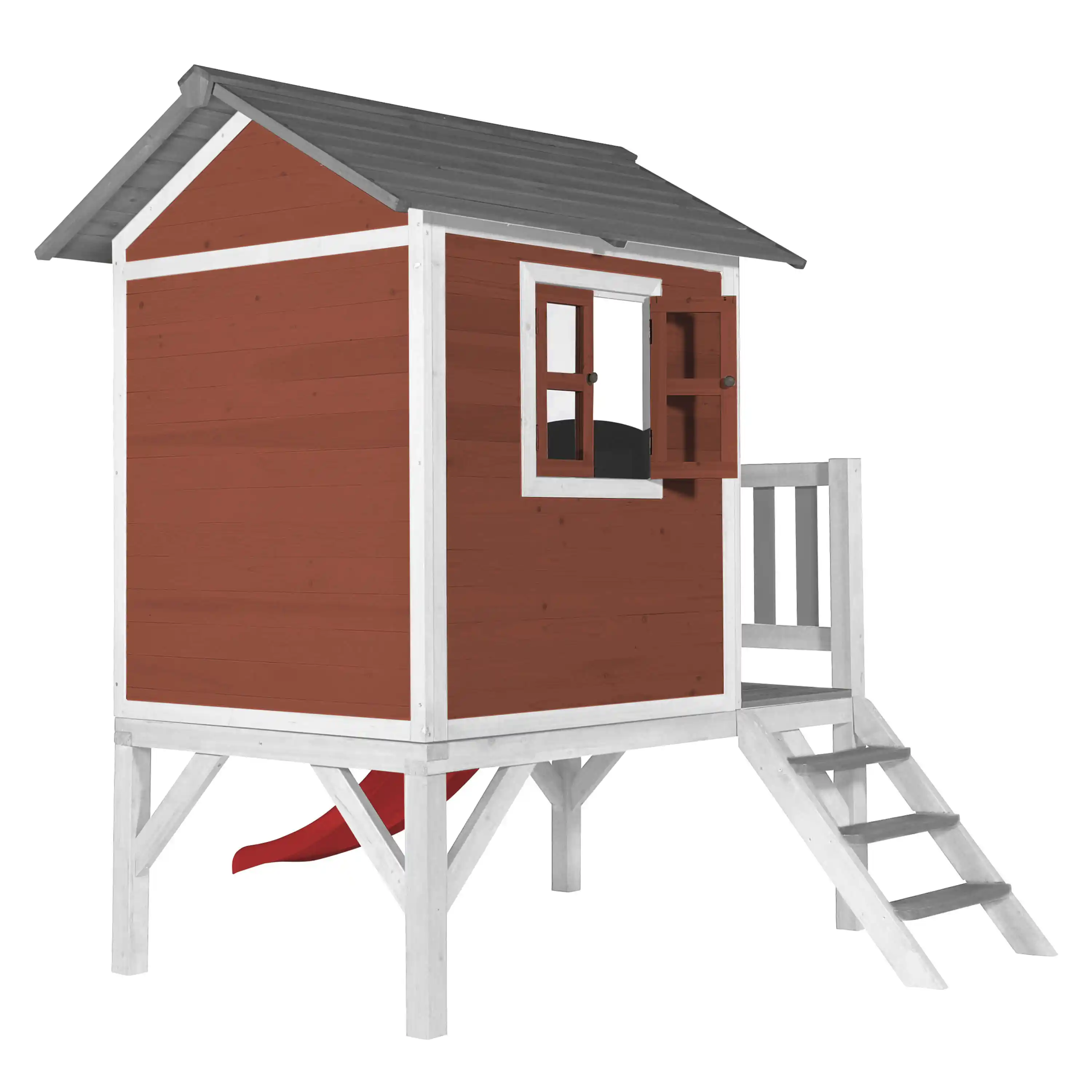 AXI Lodge XL Speelhuis Scandinavisch Rood - Rode Glijbaan