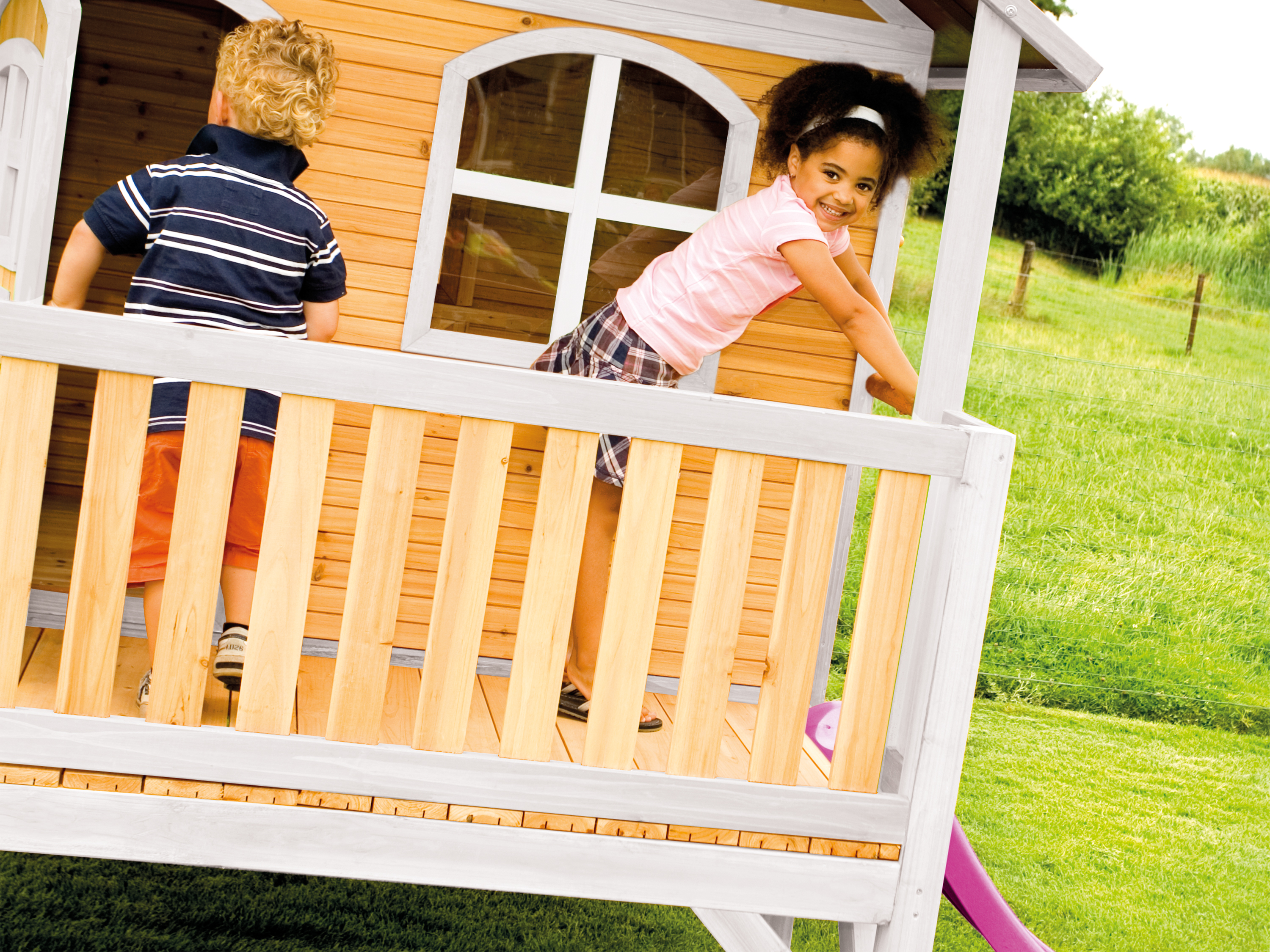 AXI Stef Playhouse Brown/White - Purple Slide-8717973932963 AXI Stef Playhouse Brown/White - Purple Slide