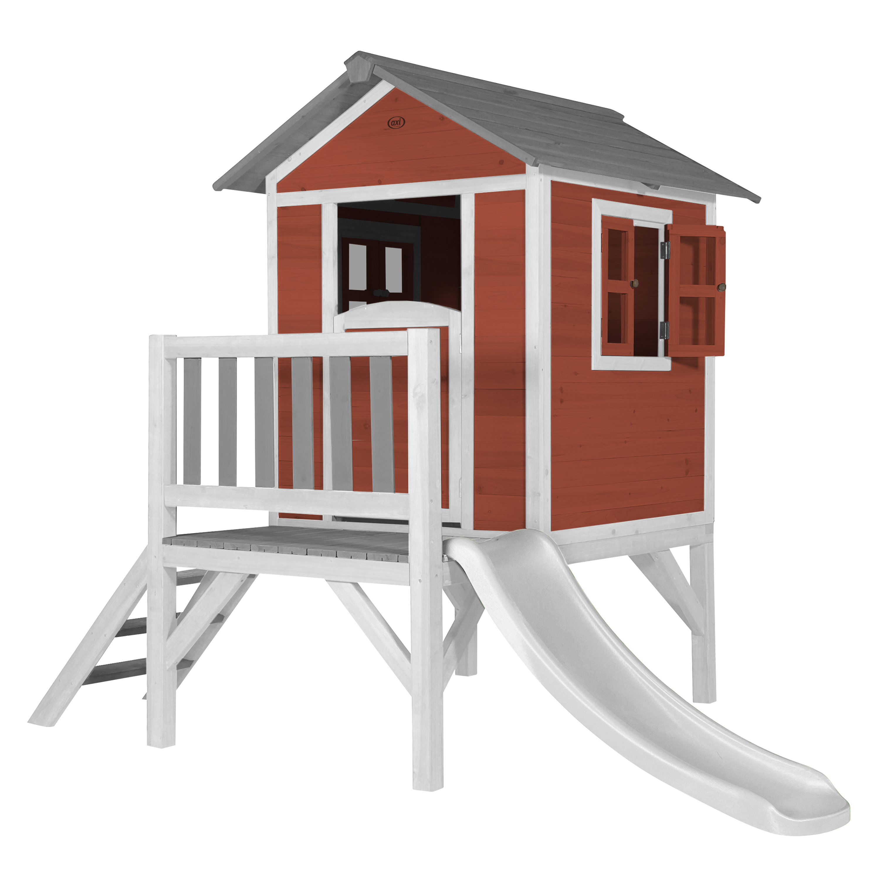 AXI Lodge XL Playhouse Scandinavian Red - White Slide