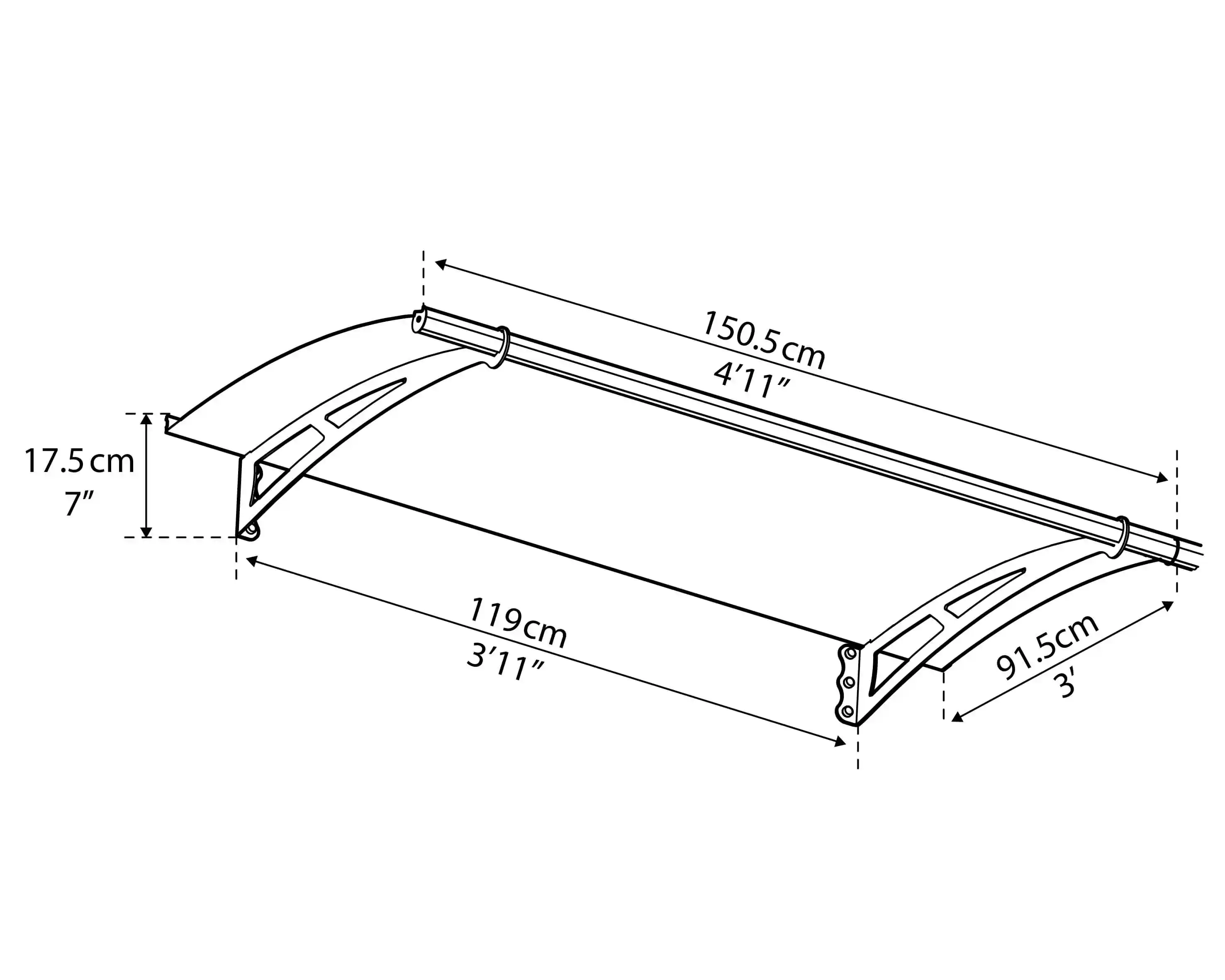 Canopia Aquila 150X91 cm Deur en Veranda Luifel Donkergrijs Helder