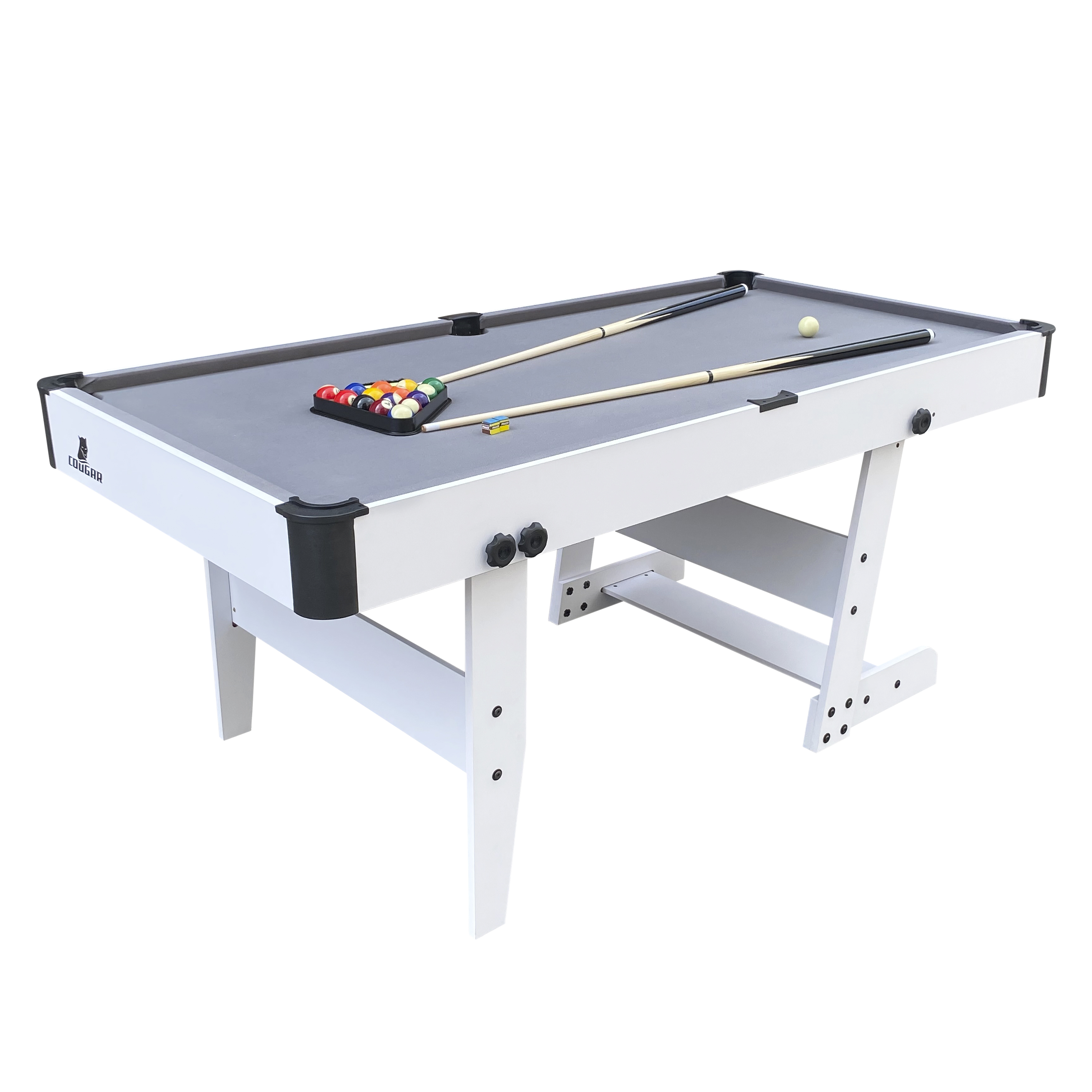 Cougar Hustle XL opklapbare Pooltafel Wit/grijs