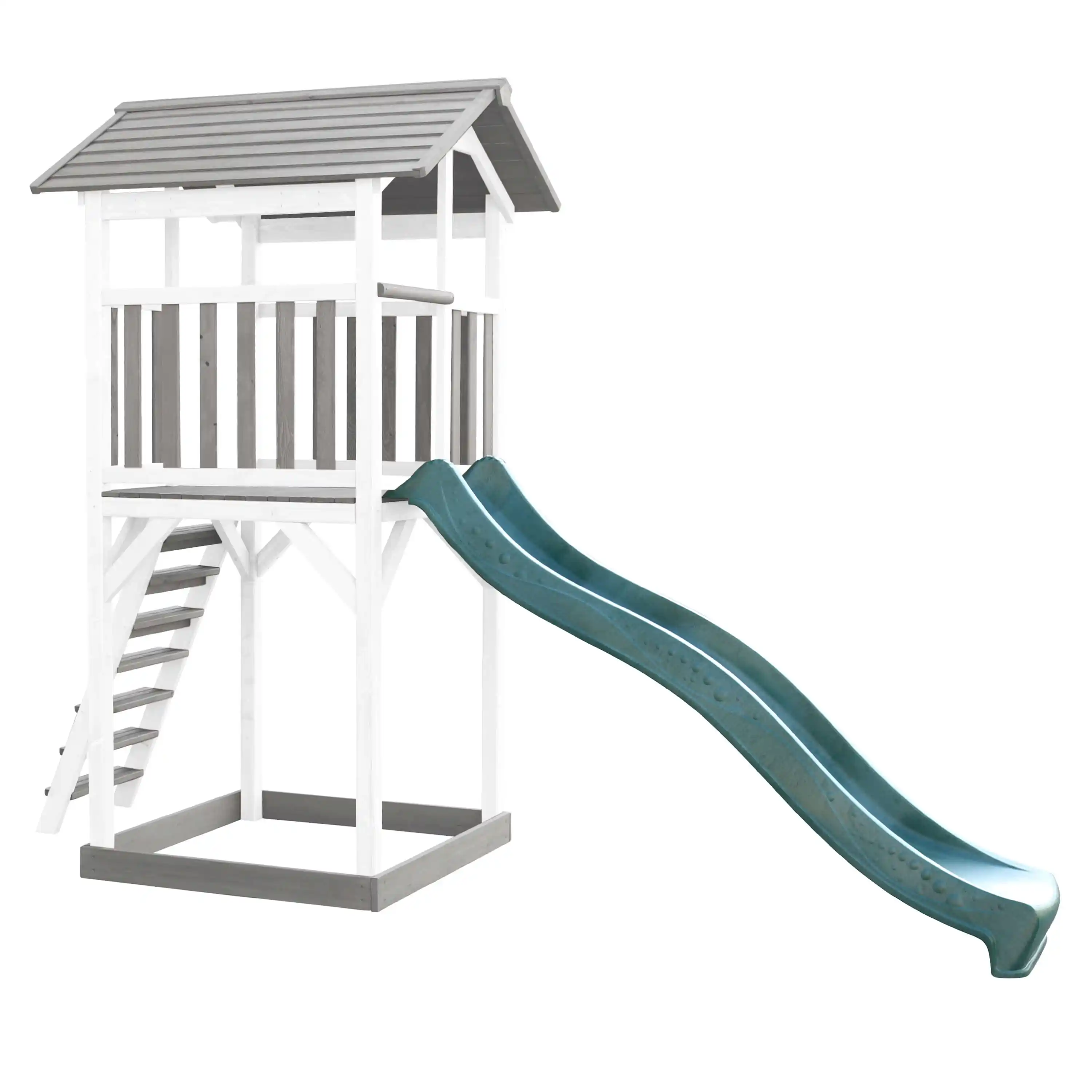 AXI Beach Tower Speeltoren Grijs/wit - Groene Glijbaan