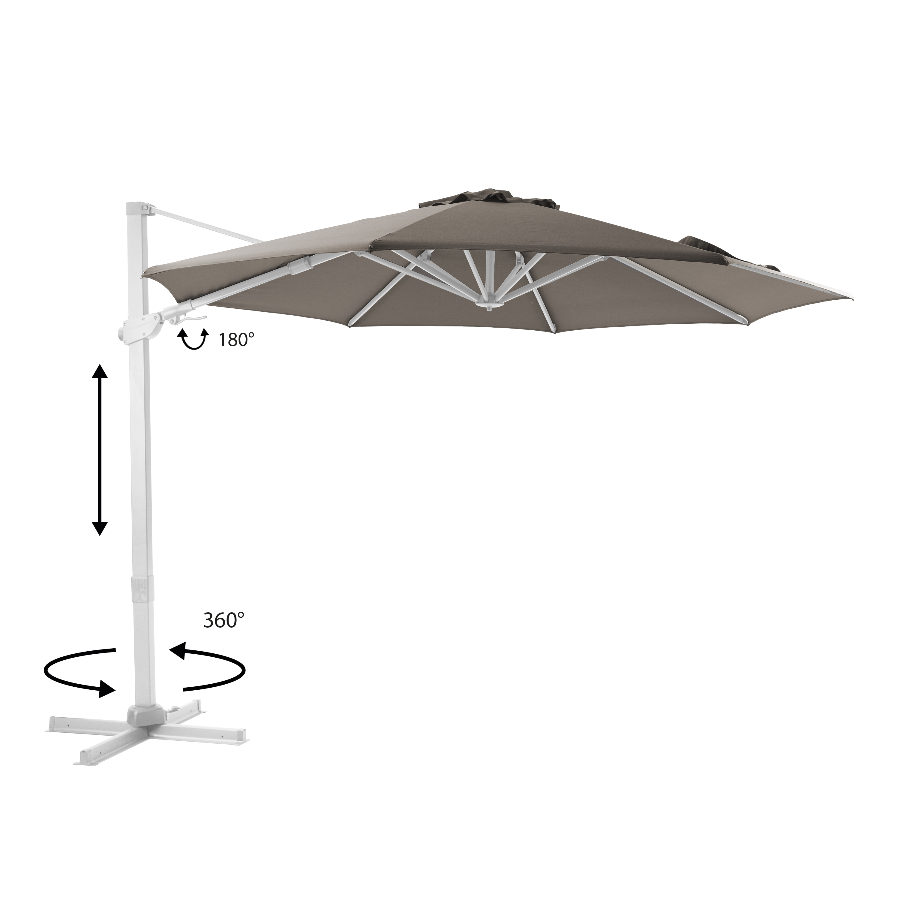 AXI Cyrus Premium Zweefparasol Ø 300cm Wit/taupe