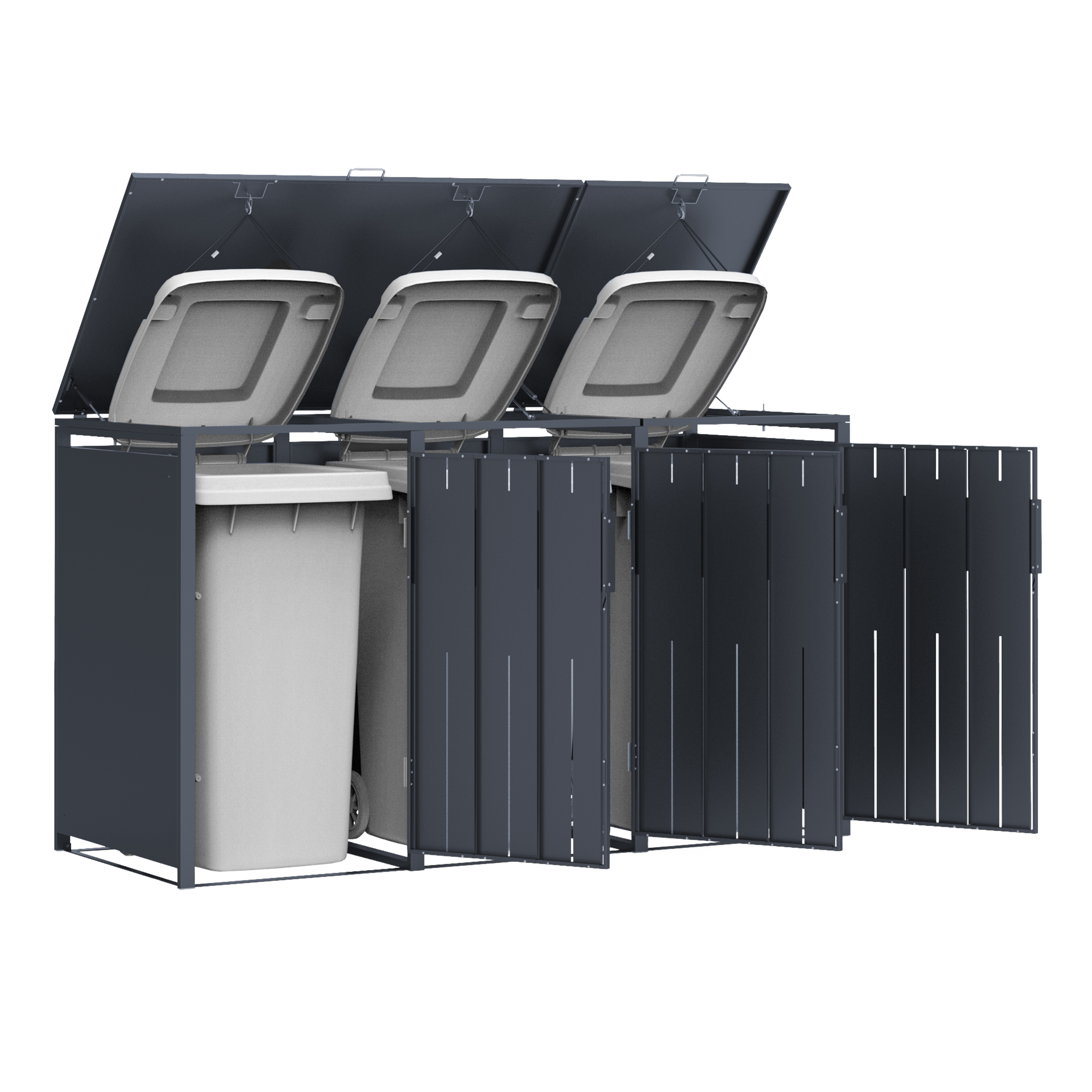 AXI Luke Metal Garbage Bin Shed - 3 Garbage Bins