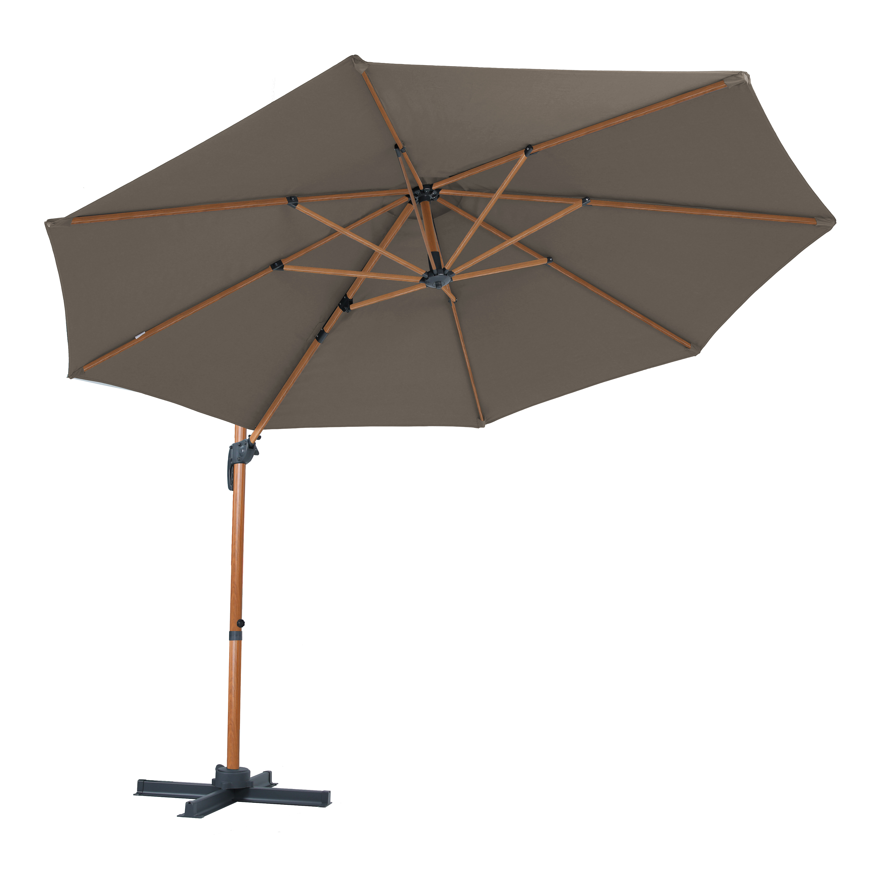 AXI Marisol Cantilever Parasol Ø 300cm Round - Wood-look/Taupe