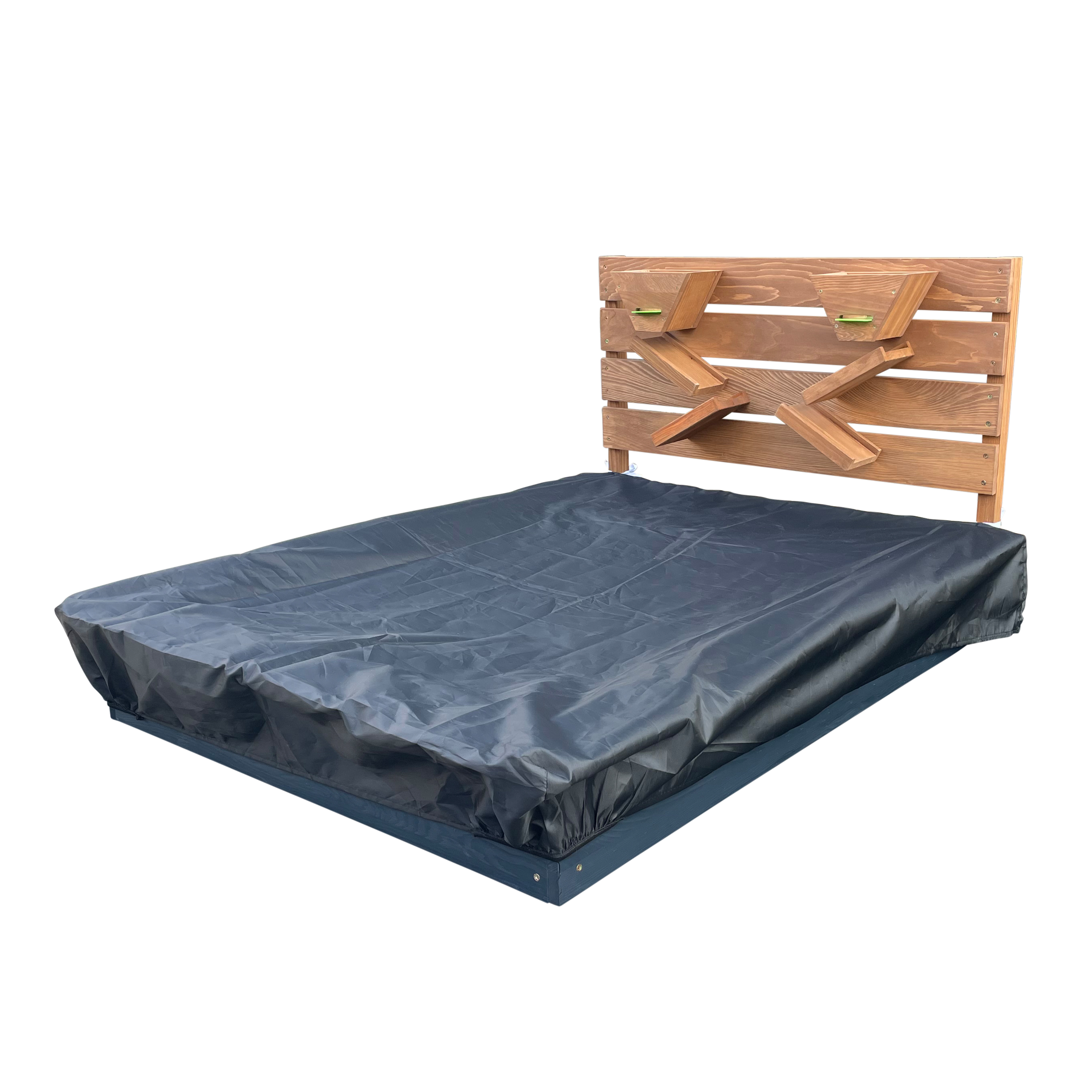 AXI Lina sandbox with sand & water troughs and play wall - 115 x 92 cm - anthracite/brown