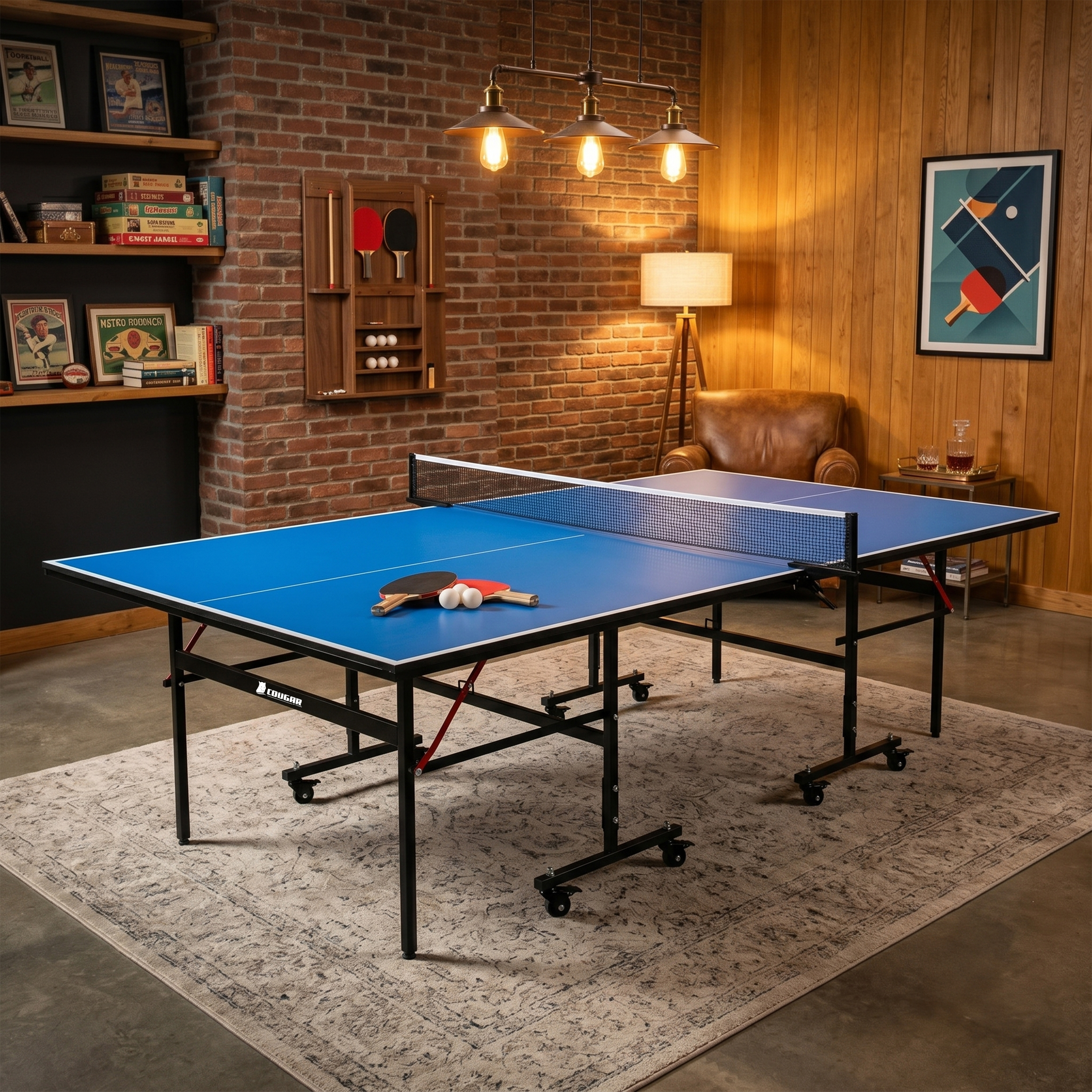 Cougar Table Tennis Table Pro 2800 Indoor Foldable - Blue