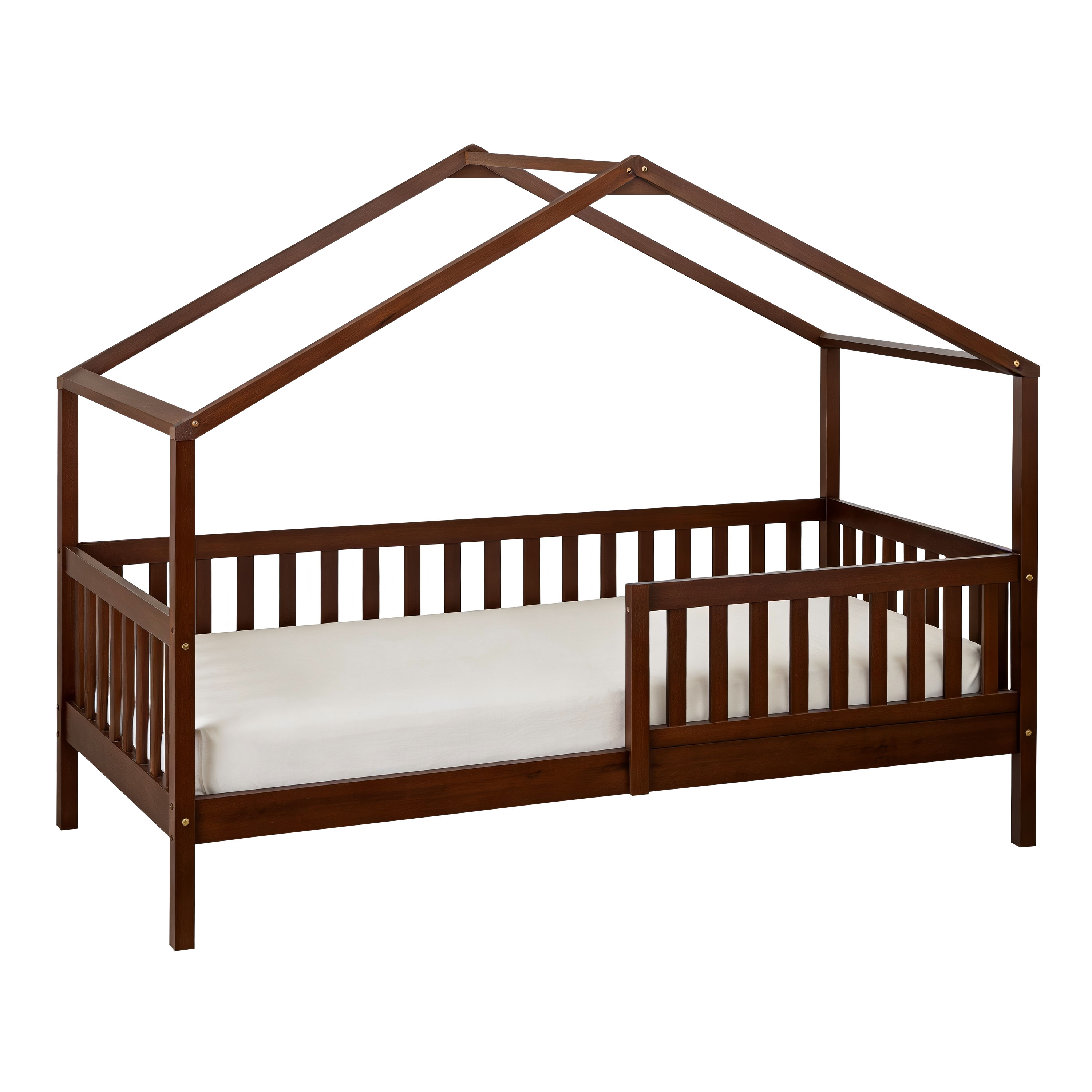Sunny Kae House Bed with Guardrail Brown – With Mattress