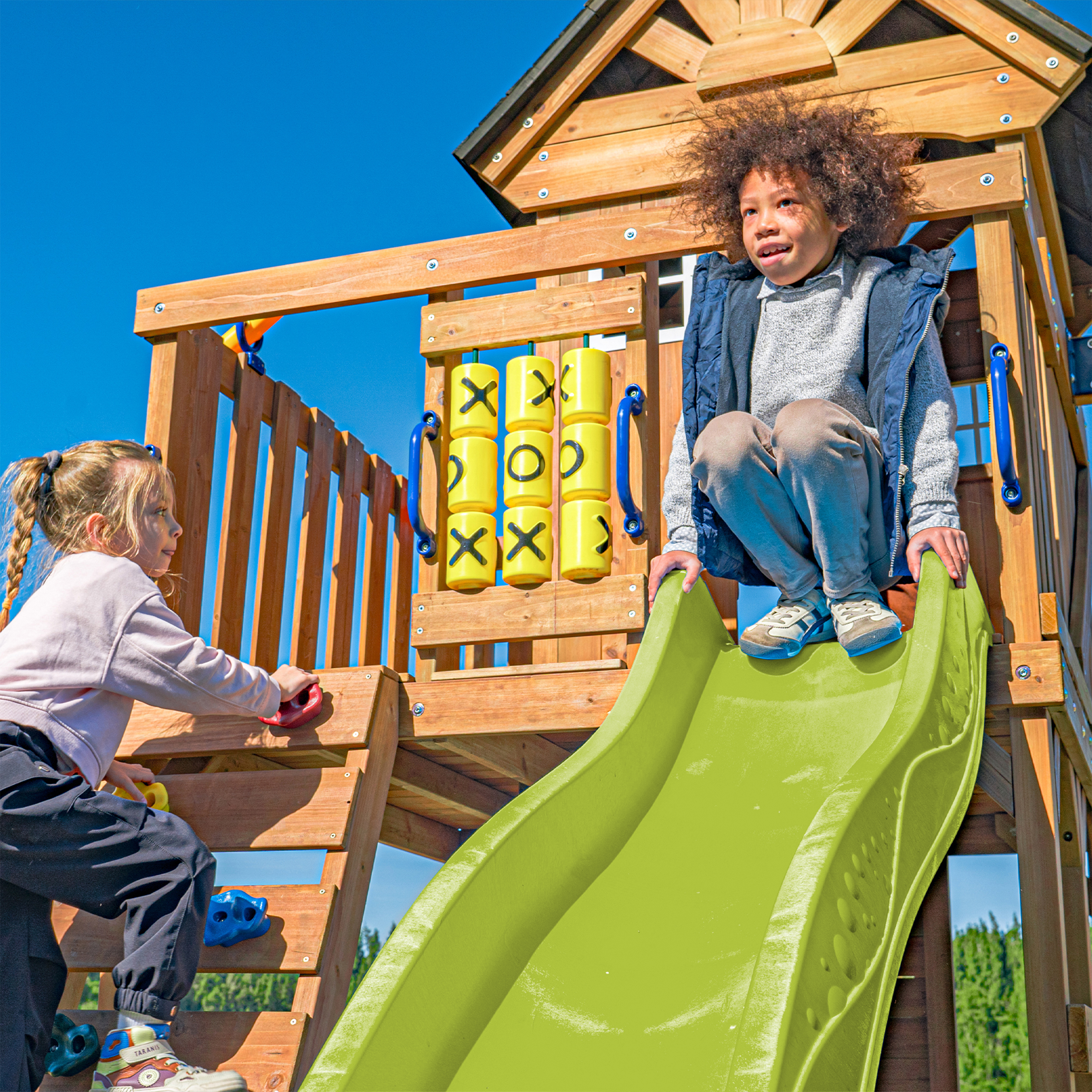 AXI Jack Climbing Frame with Double Swing and Trapeze – Lime Green Slide-8720365066009 AXI Jack Climbing Frame with Double Swing and Trapeze – Lime Green Slide