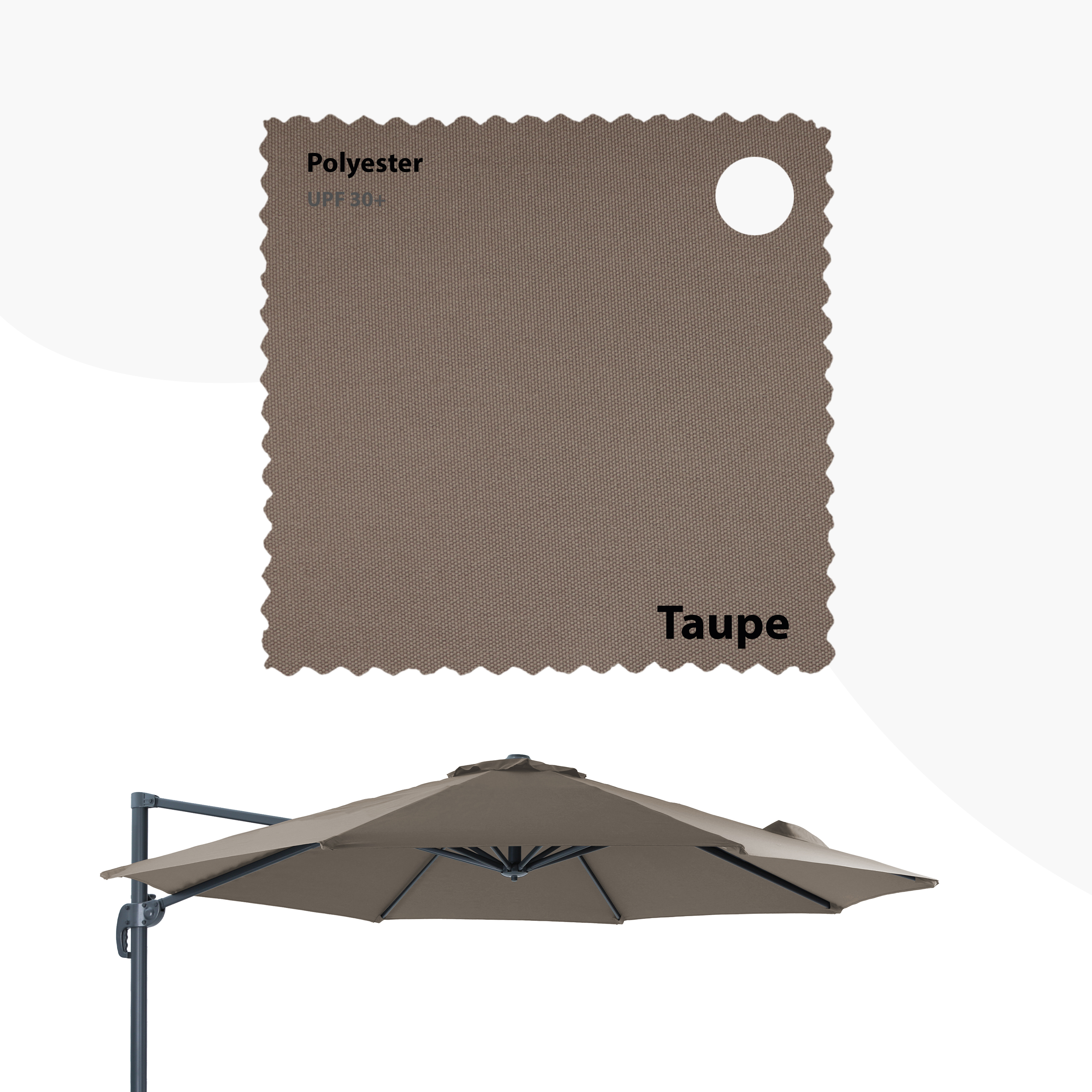 AXI Marisol Cantilever Parasol Ø 300cm incl. parasol base with wheels Anthracite/Taupe – Complete set