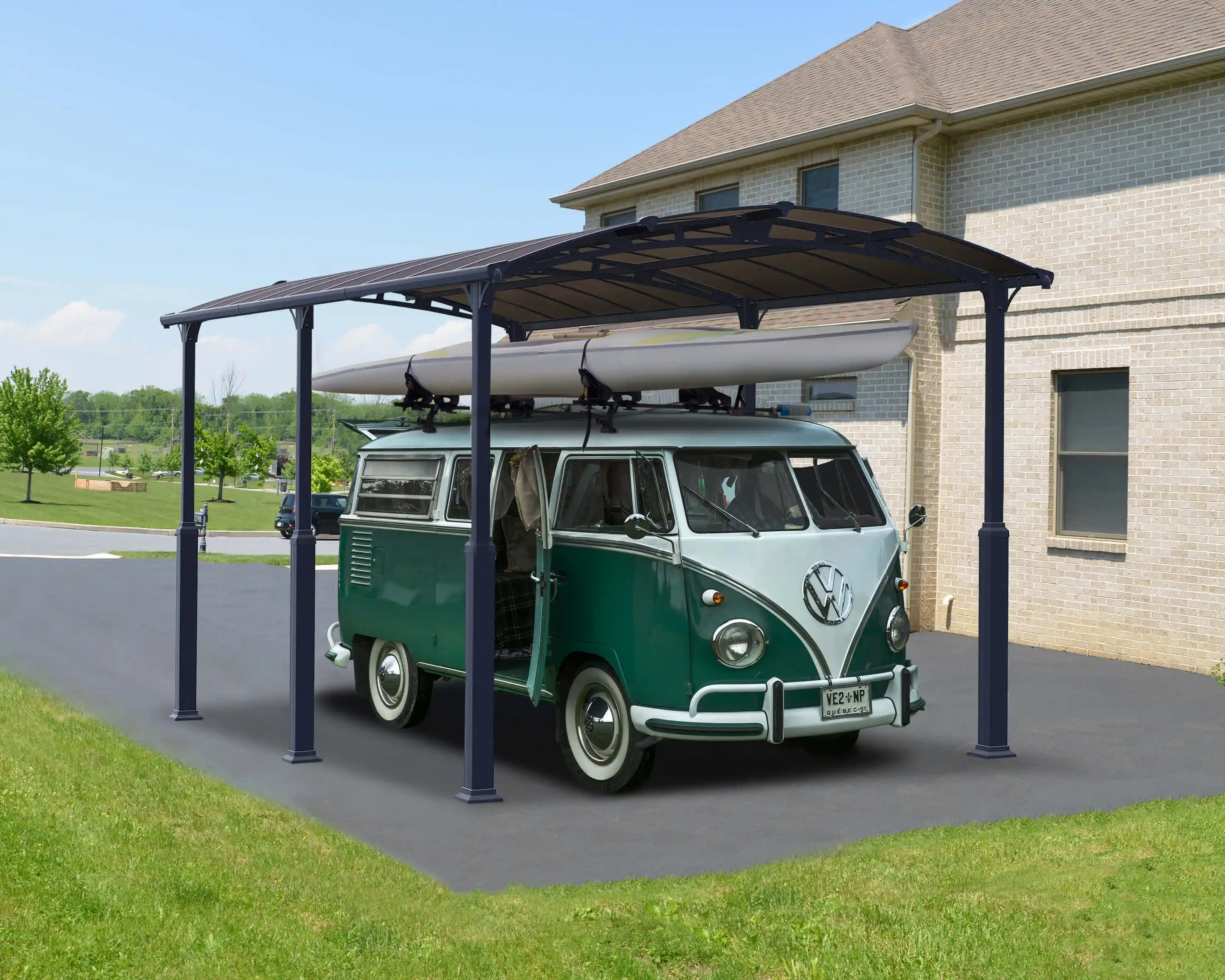 Canopia Alpine 650X360X307 cm RV Carport en Boothuis Donkergrijs Brons Canopia Alpine 650X360X307 cm RV Carport en Boothuis Donkergrijs Brons