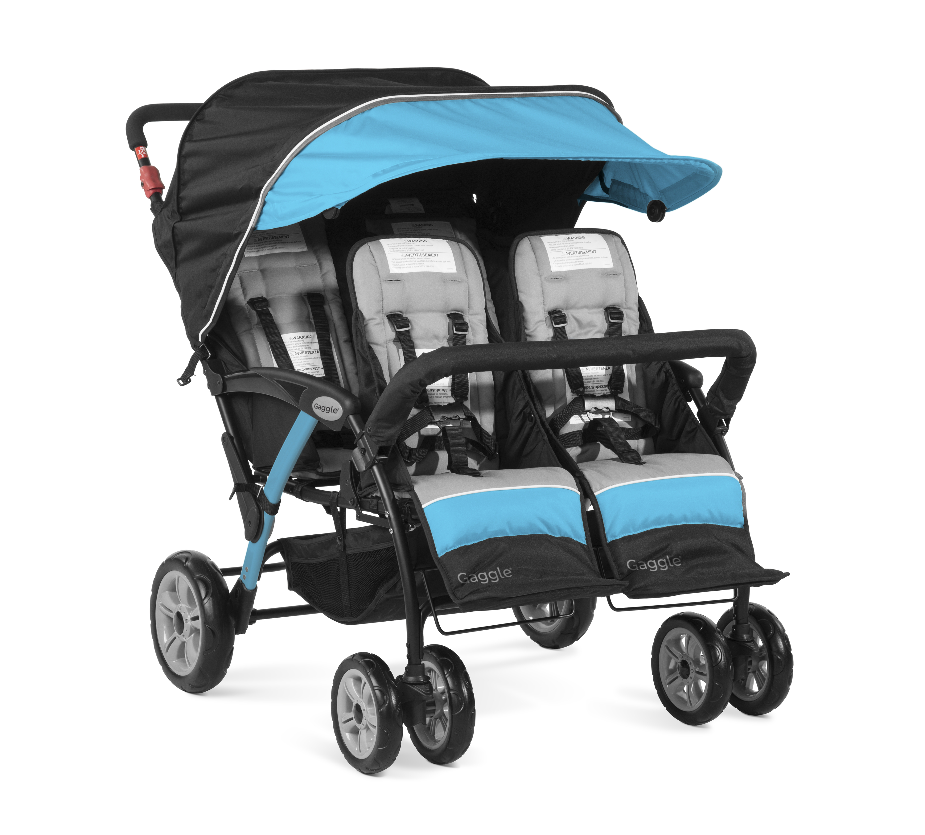 Gaggle Compass 4x4 quad kinderwagen / buggy voor 4 kinderen in turquoise