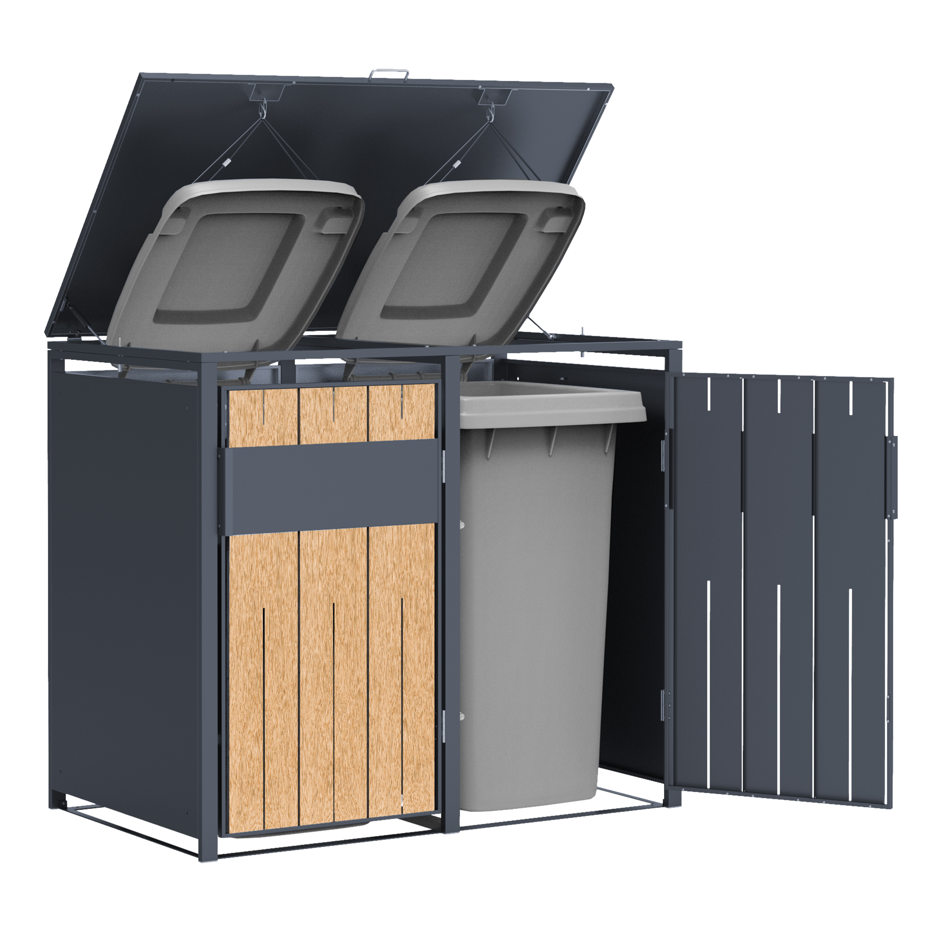 AXI Luke Metal Garbage Bin Shed - 2 Garbage Bins
