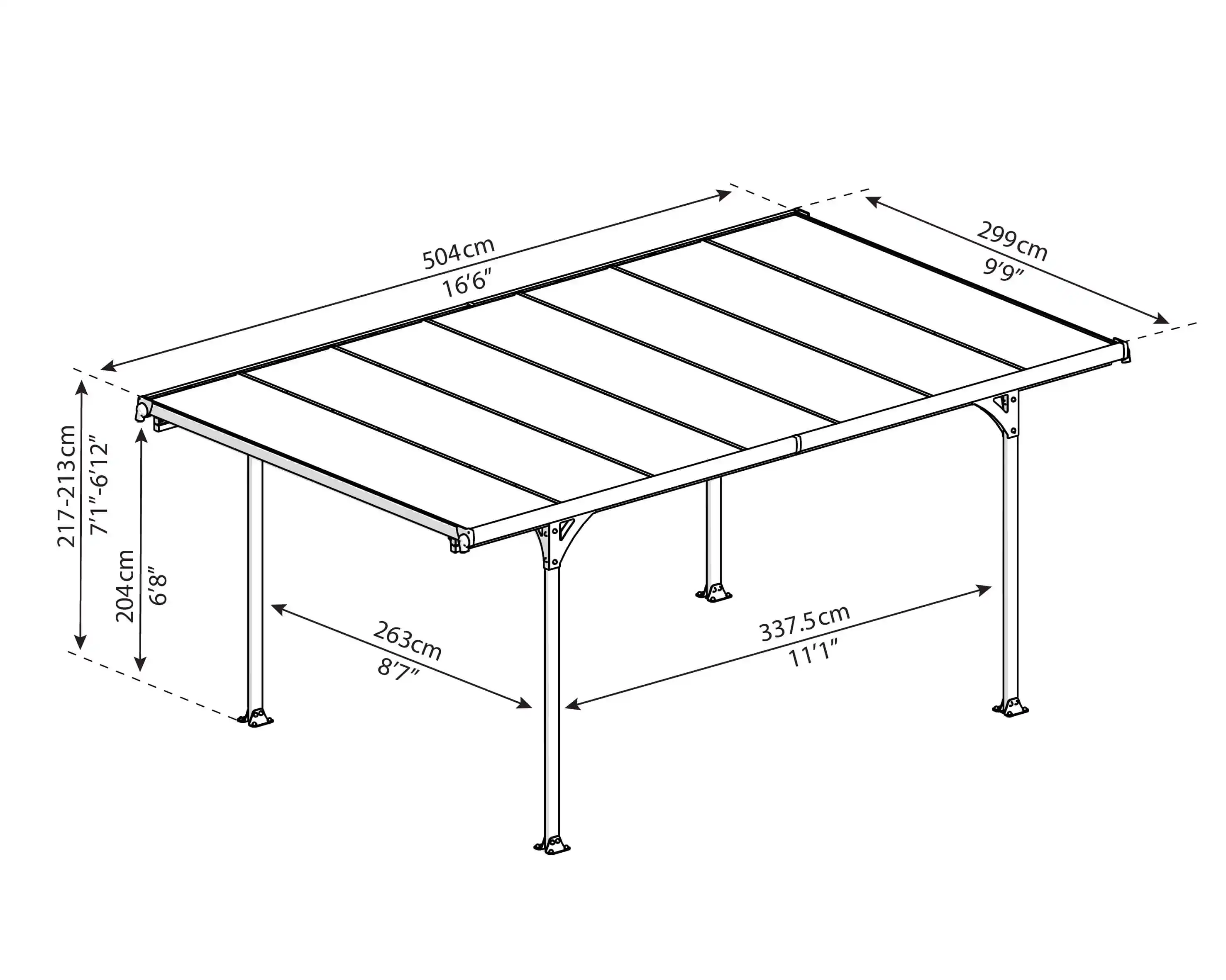 Canopia Verona 504X299 cm Carport Enkel Donkergrijs Brons 
