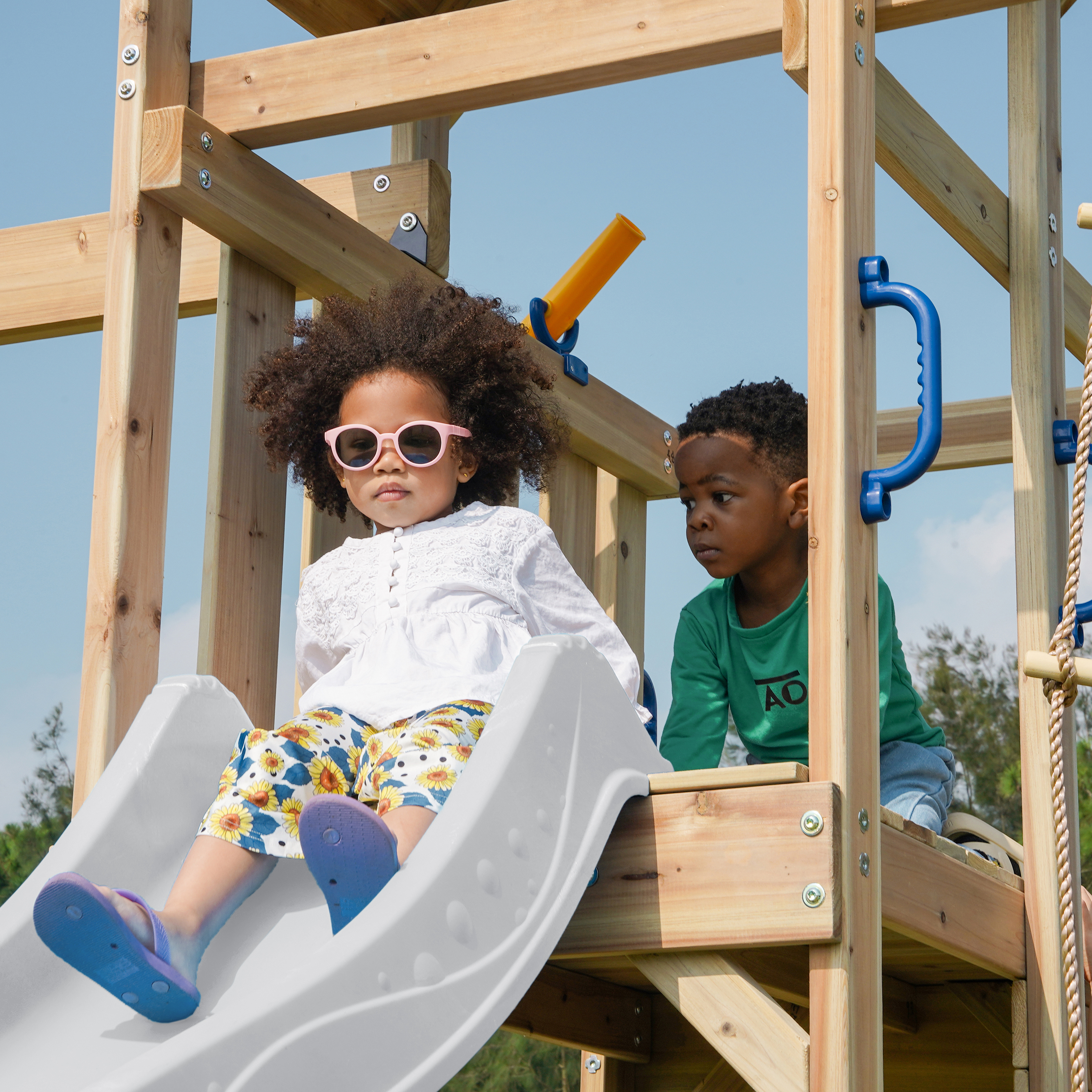 AXI Moos Climbing Frame with Double Swing Set - White Slide-8720365064531 AXI Moos Climbing Frame with Double Swing Set - White Slide