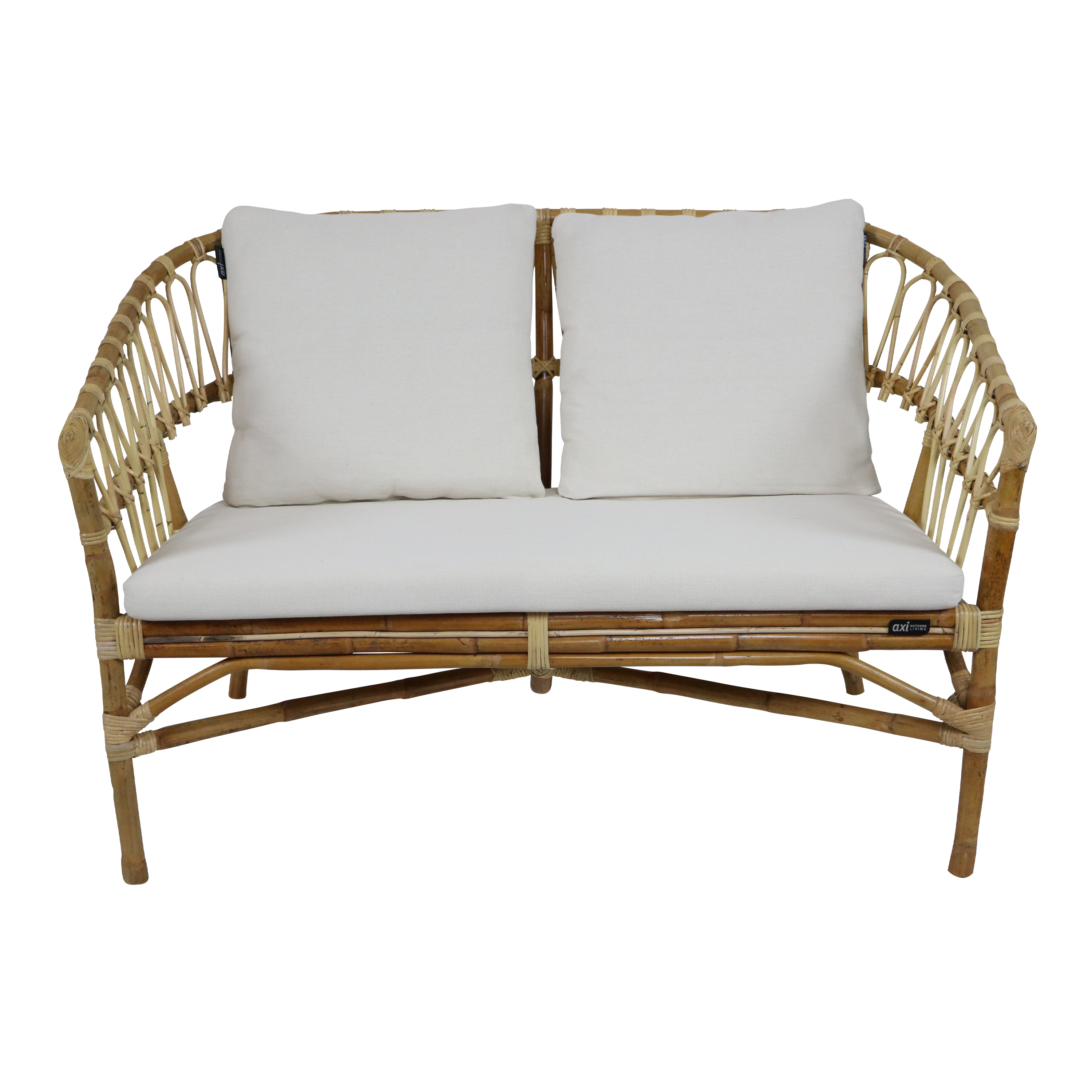AXI Mary Rattan Lounge Set – 4-Piece with Sofa. Table. and 2 Chairs Natural/White
