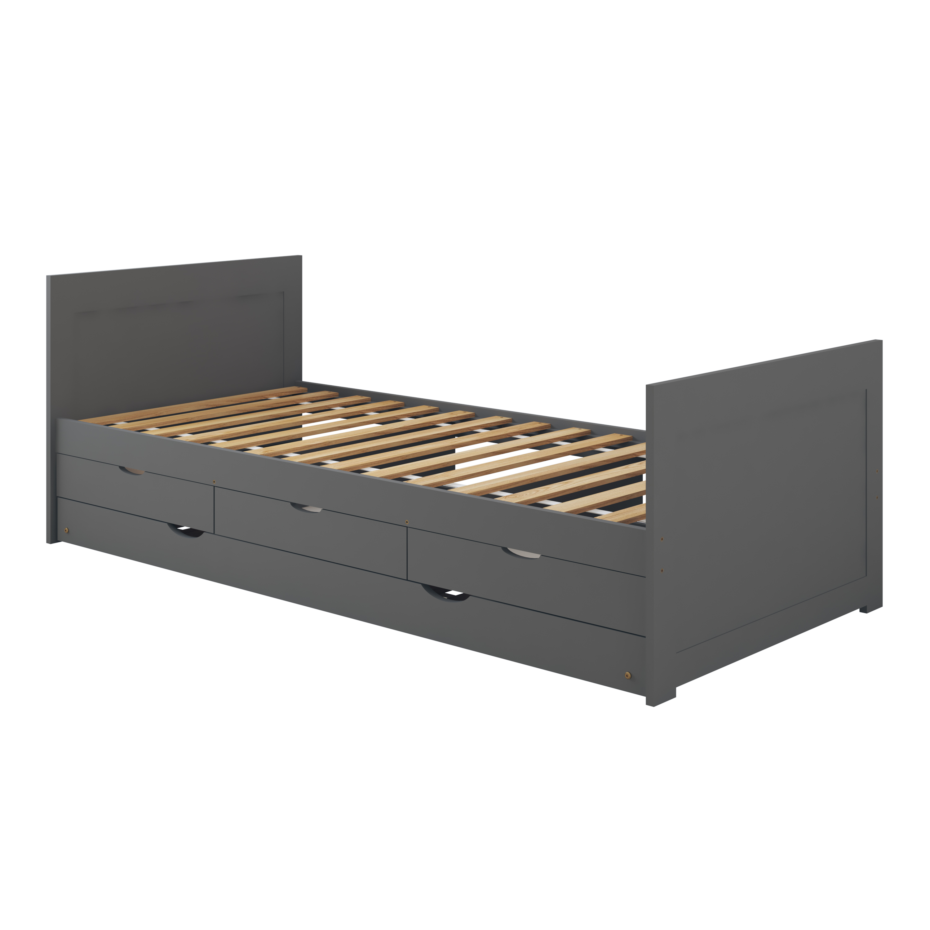 Sunny Eli Kids Bed with Trundle and 3 Storage Drawers Grey – Without Mattress