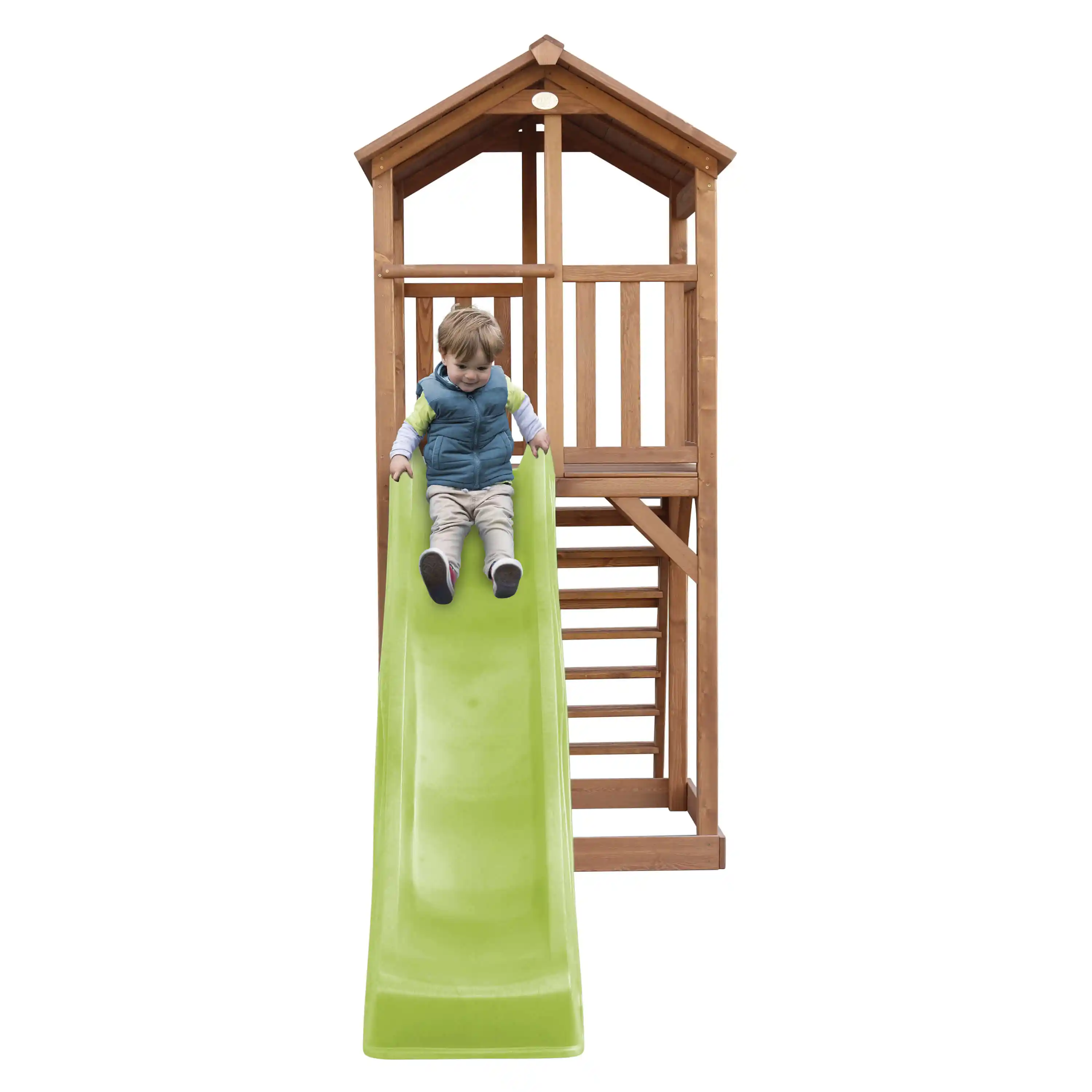 AXI Beach Tower Speeltoren Bruin - Limoen groene Glijbaan