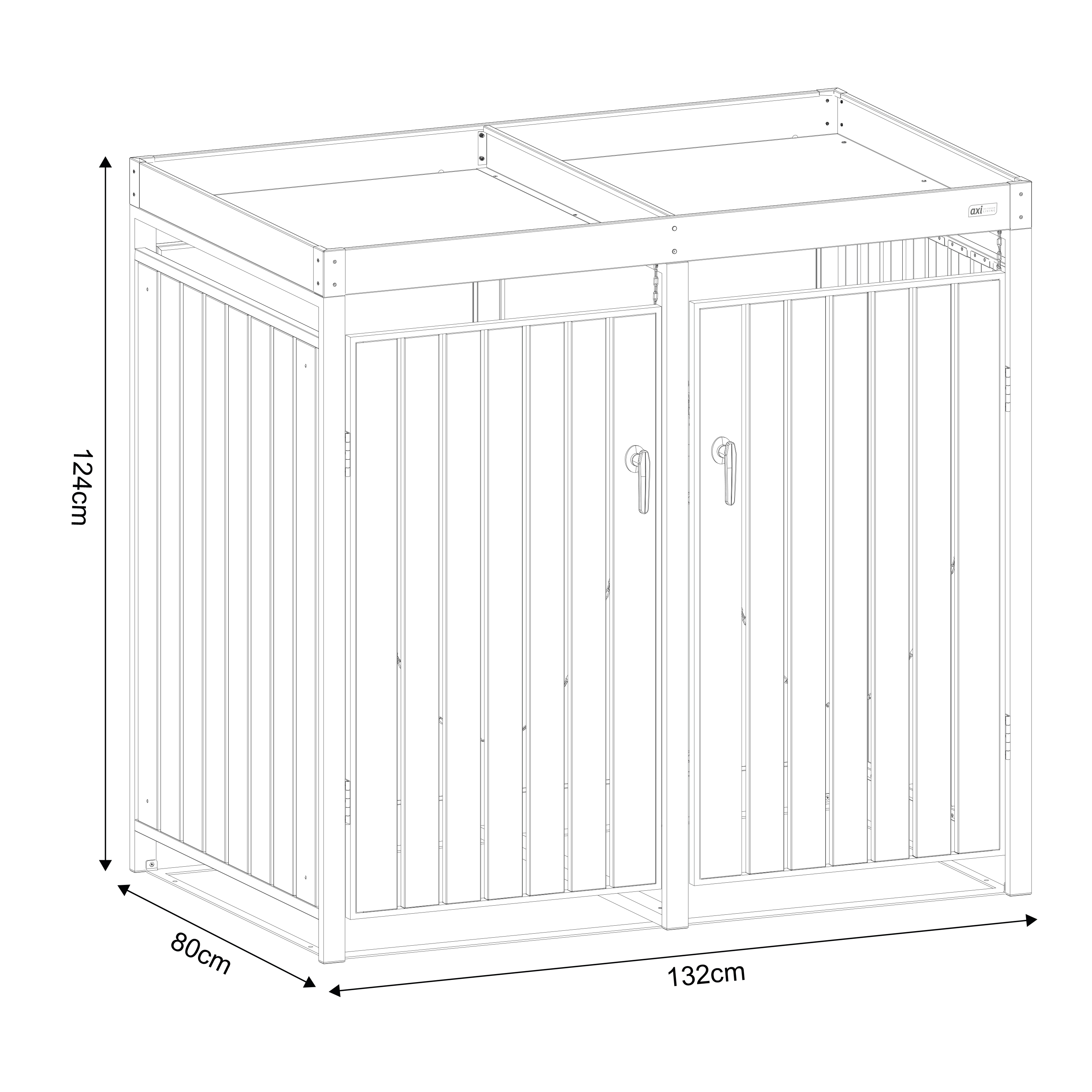 AXI Leon Containerombouw van Metaal Antraciet/Houtlook met plantenbak - 3 containers