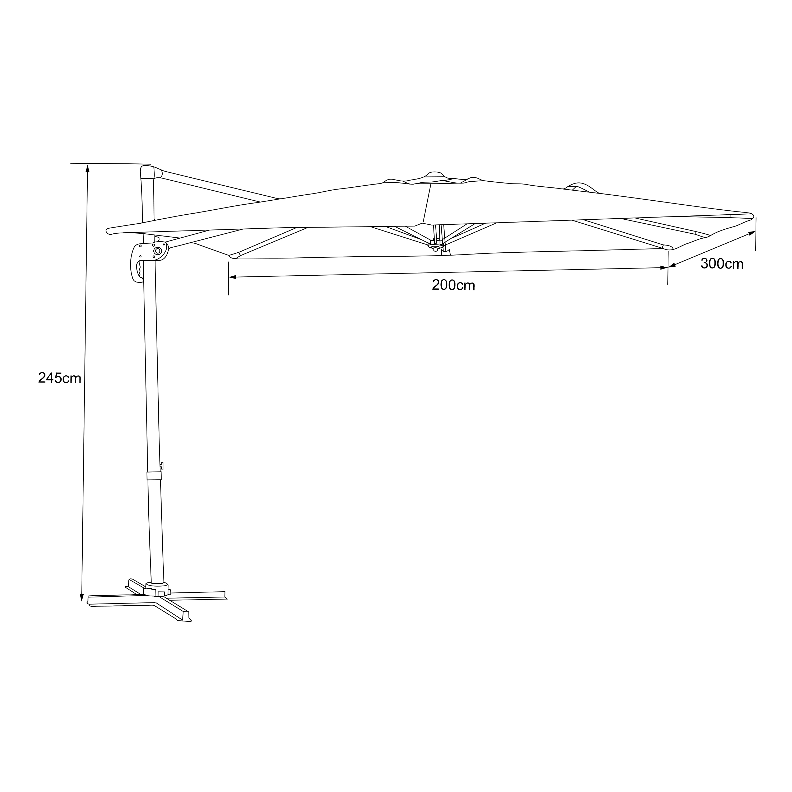 AXI Coco Zweefparasol 200x300cm Wit/taupe 