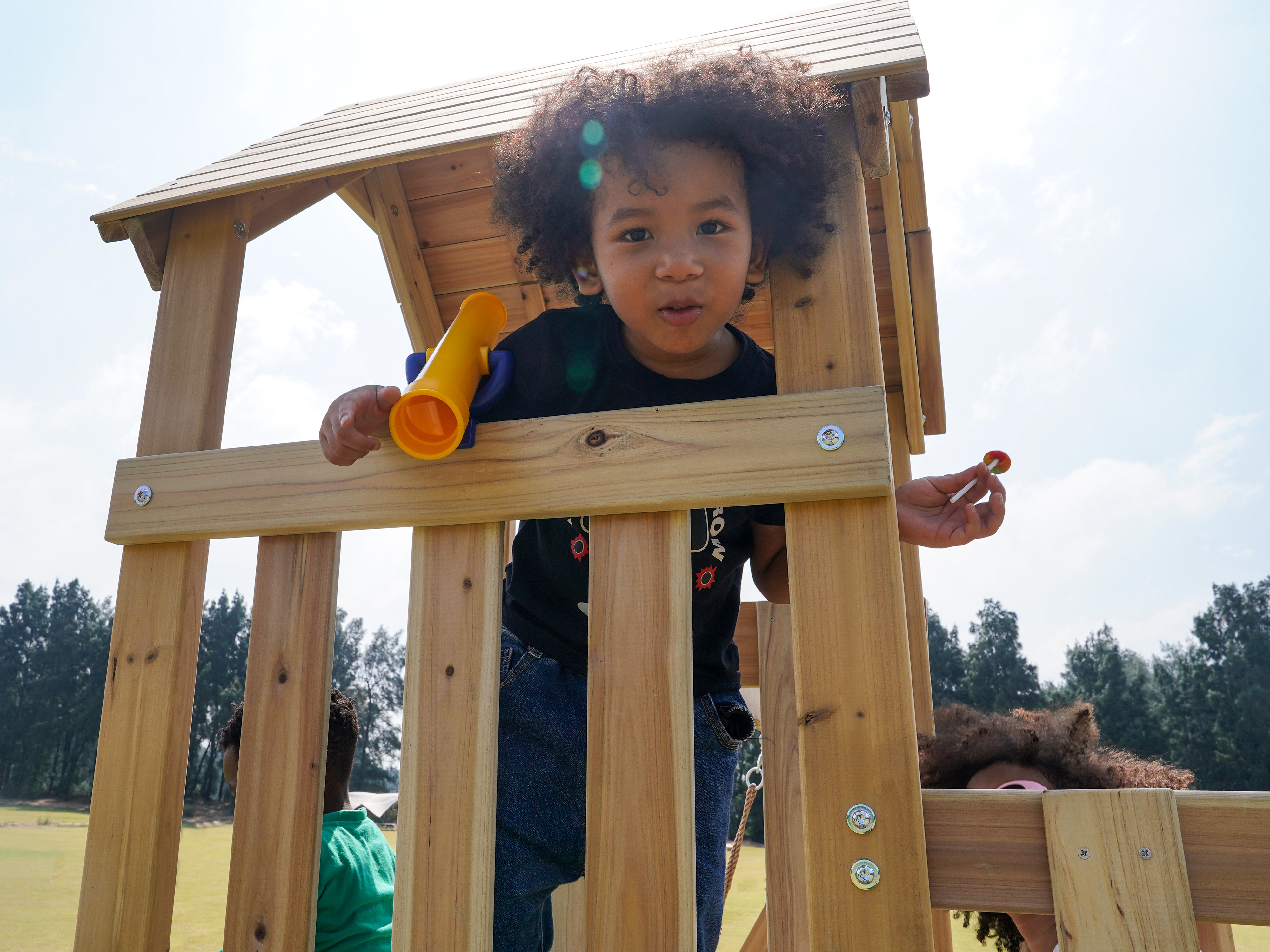 AXI Mette Playground with Double Swing Brown - White Slide 