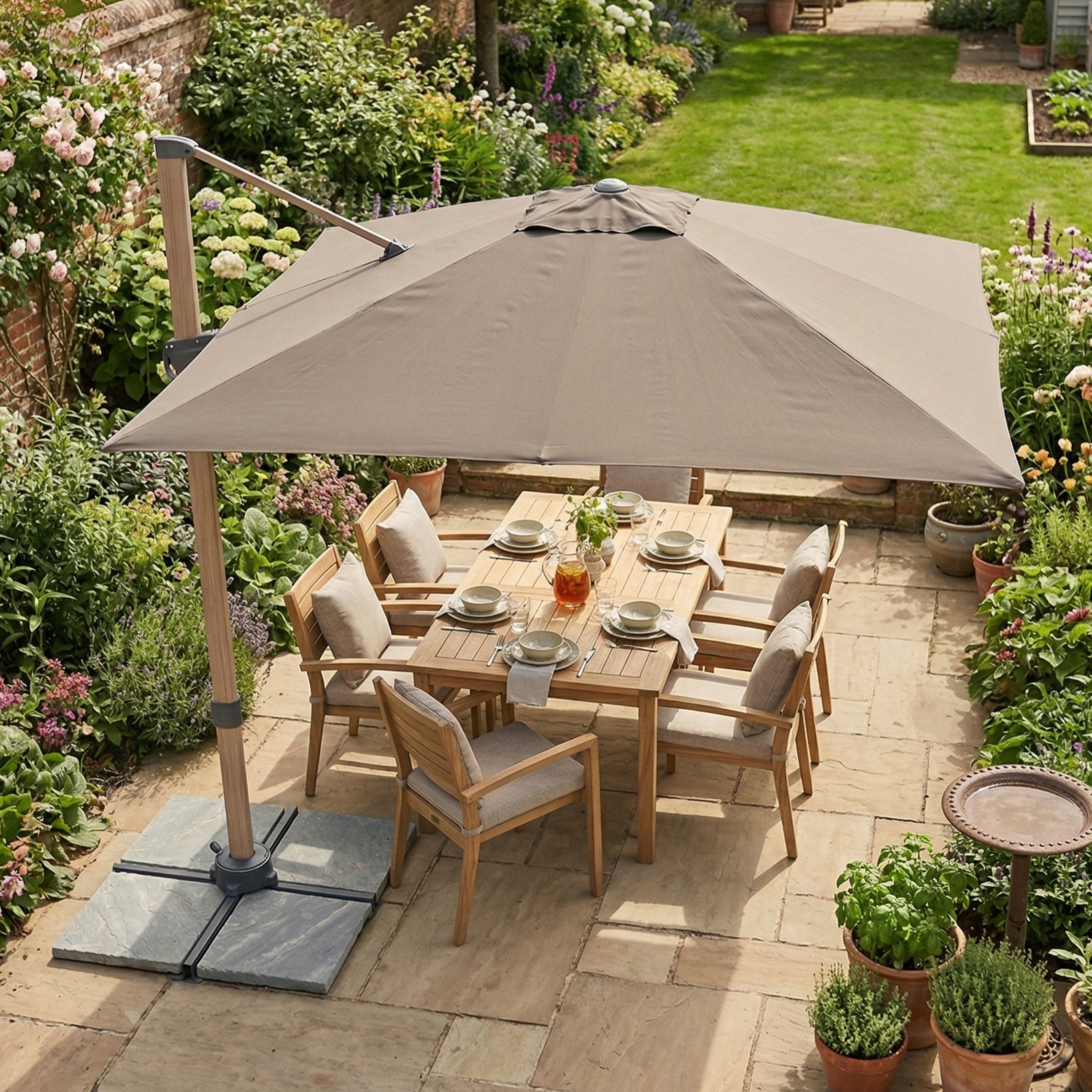 AXI Alina Cantilever Parasol 300x300cm Oak-look/Taupe