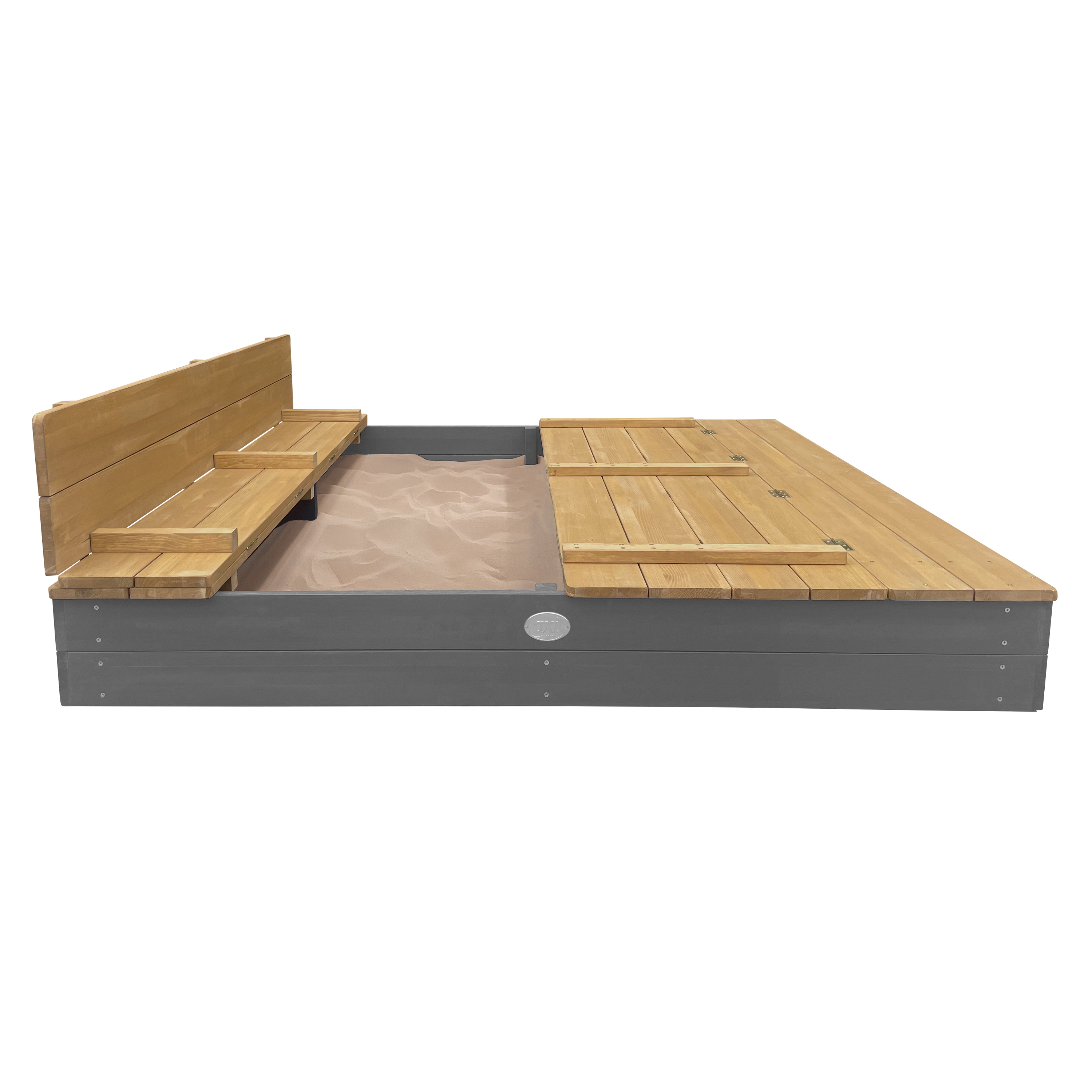 AXI Ella XXL Sandbox 150 x 150 x 20 cm with benches - Grey/Brown