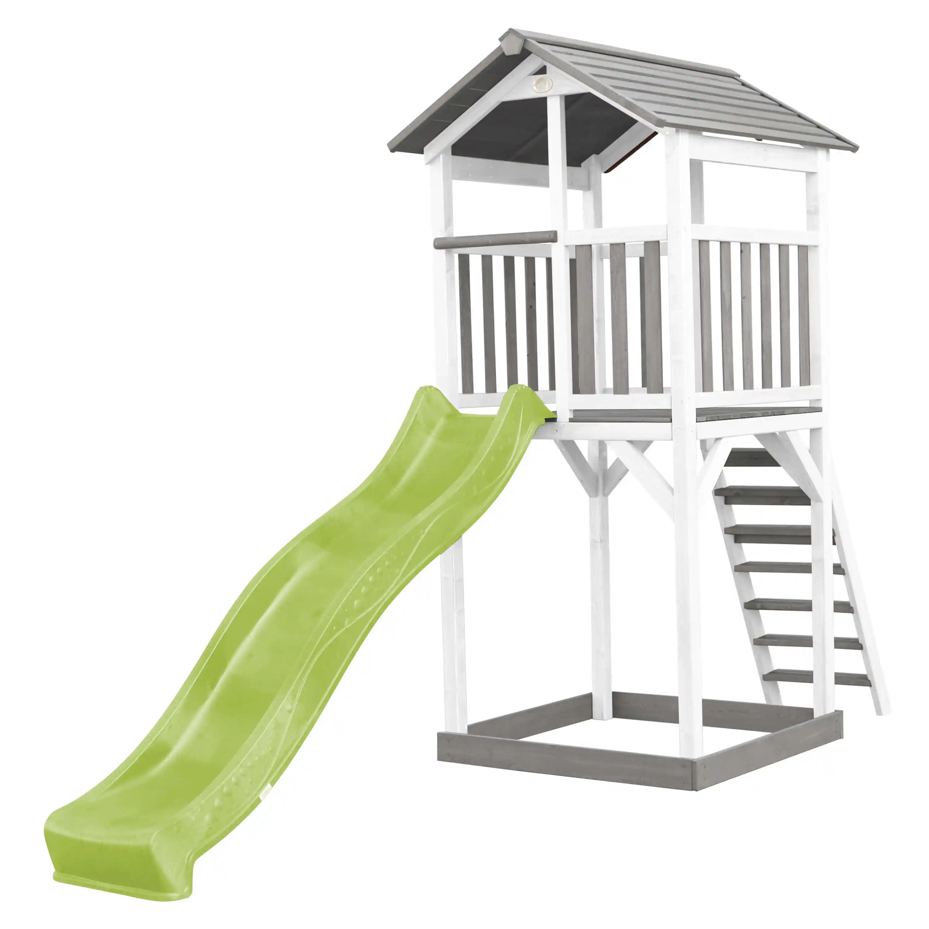 AXI Beach Tower Speeltoren Grijs/wit - Limoen groene glijbaan