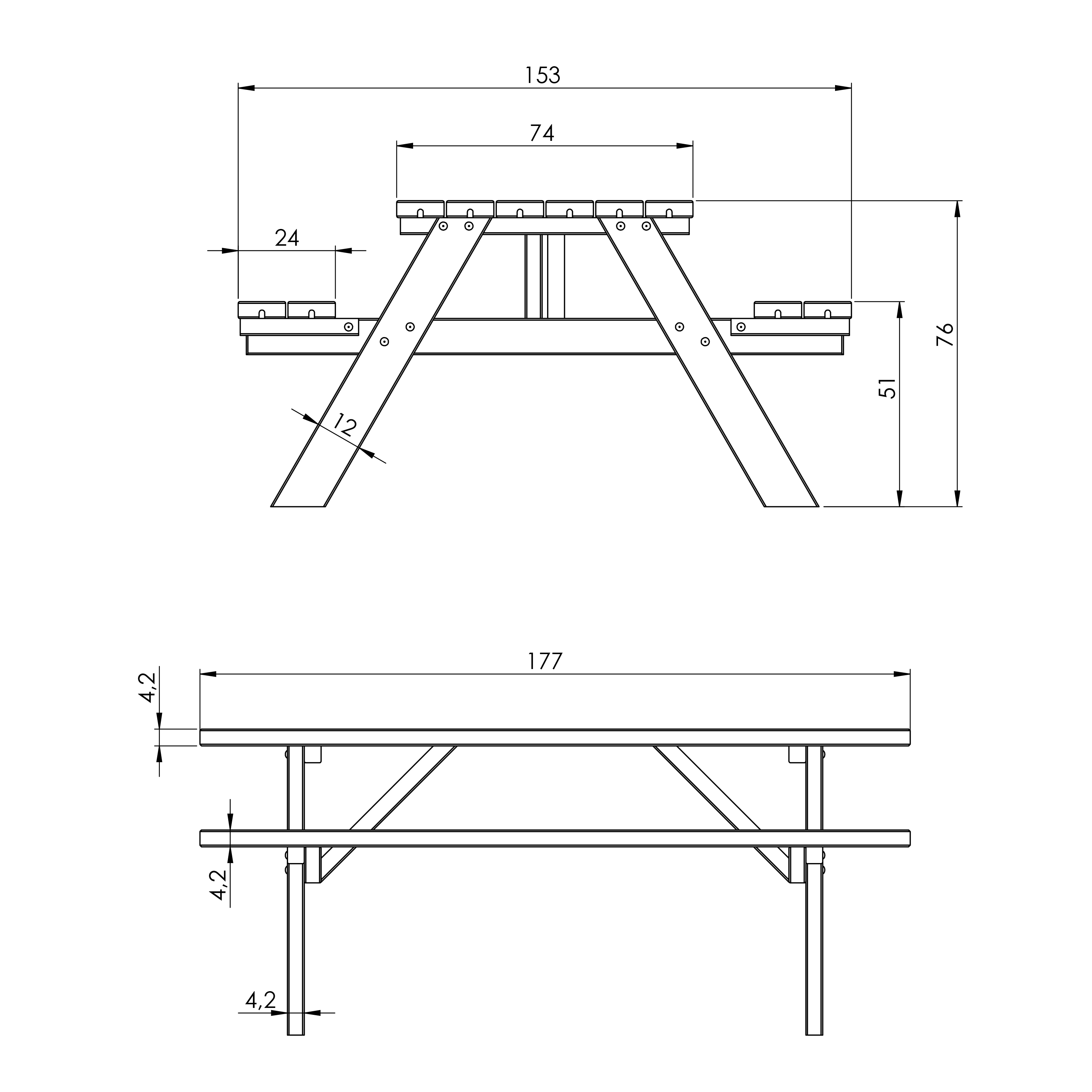 AXI Julie Picknicktafel van hout Klassiek  177 x 154 cm - Bruin