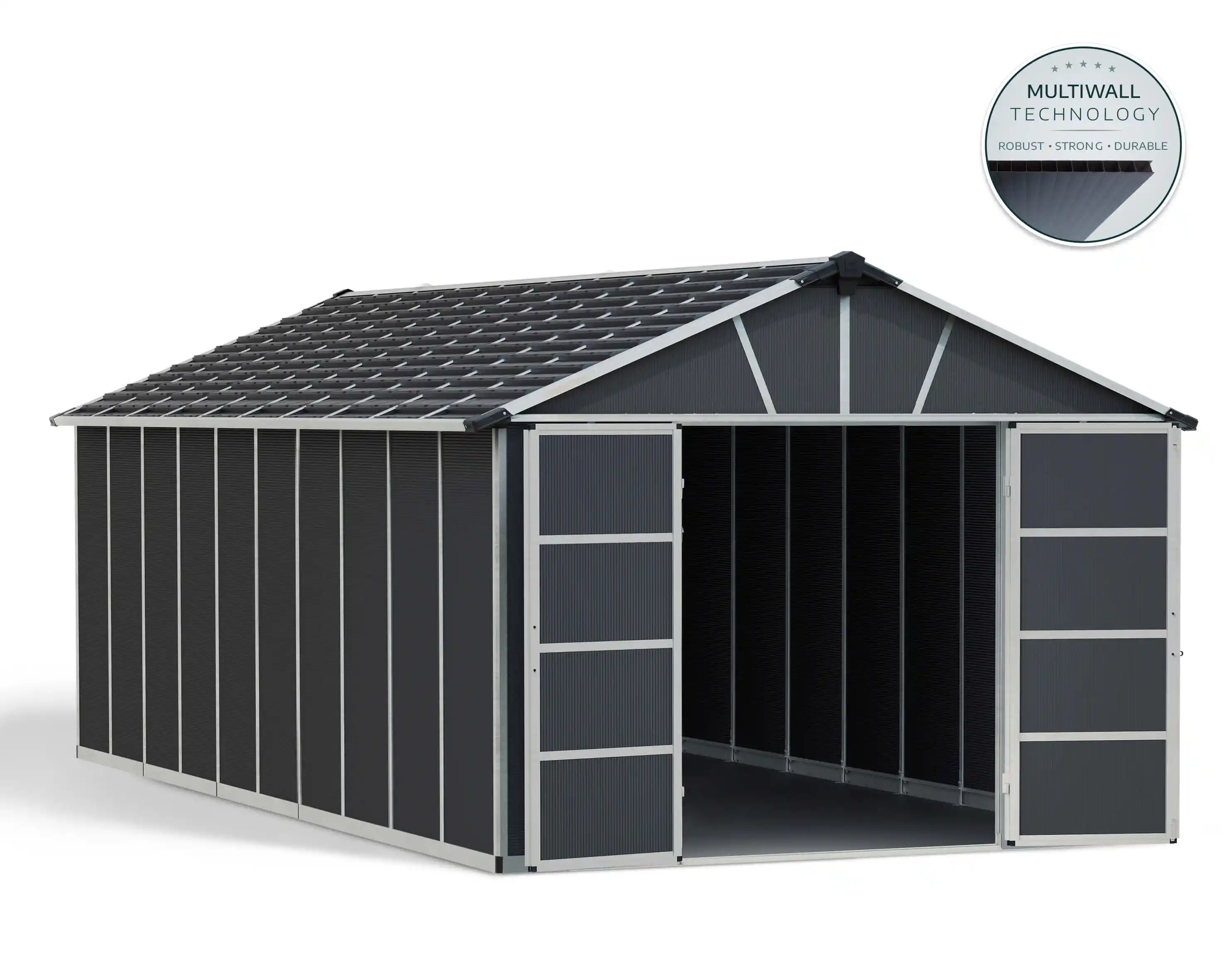 Canopia Yukon grote schuur met vloer 643X332cm Donkergrijs-7290108139303 Canopia Yukon grote schuur met vloer 643X332cm Donkergrijs