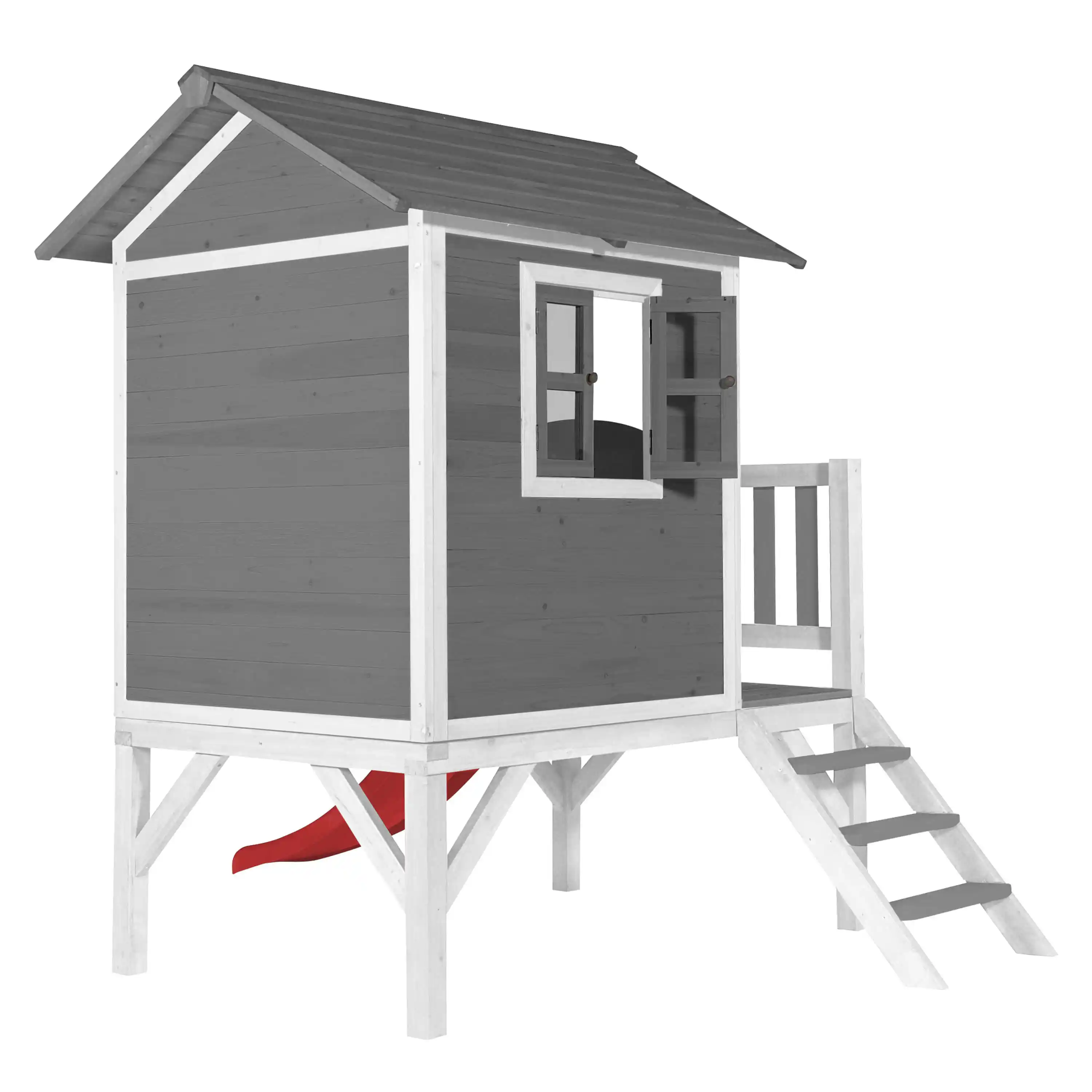 AXI Lodge XL Speelhuis Cool Grijs - Rode Glijbaan