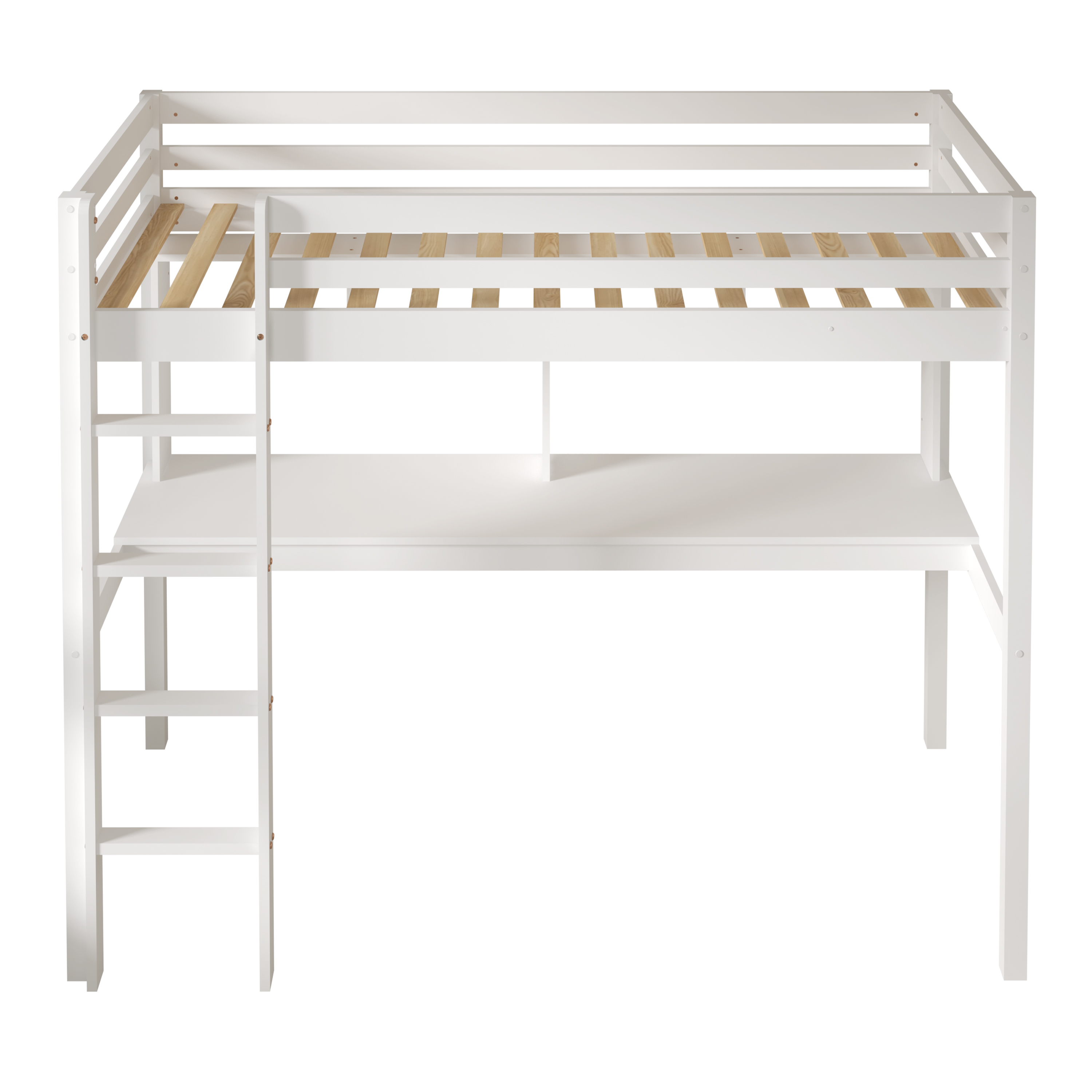 Sunny Sil Loft Bed with Desk White – With Mattress