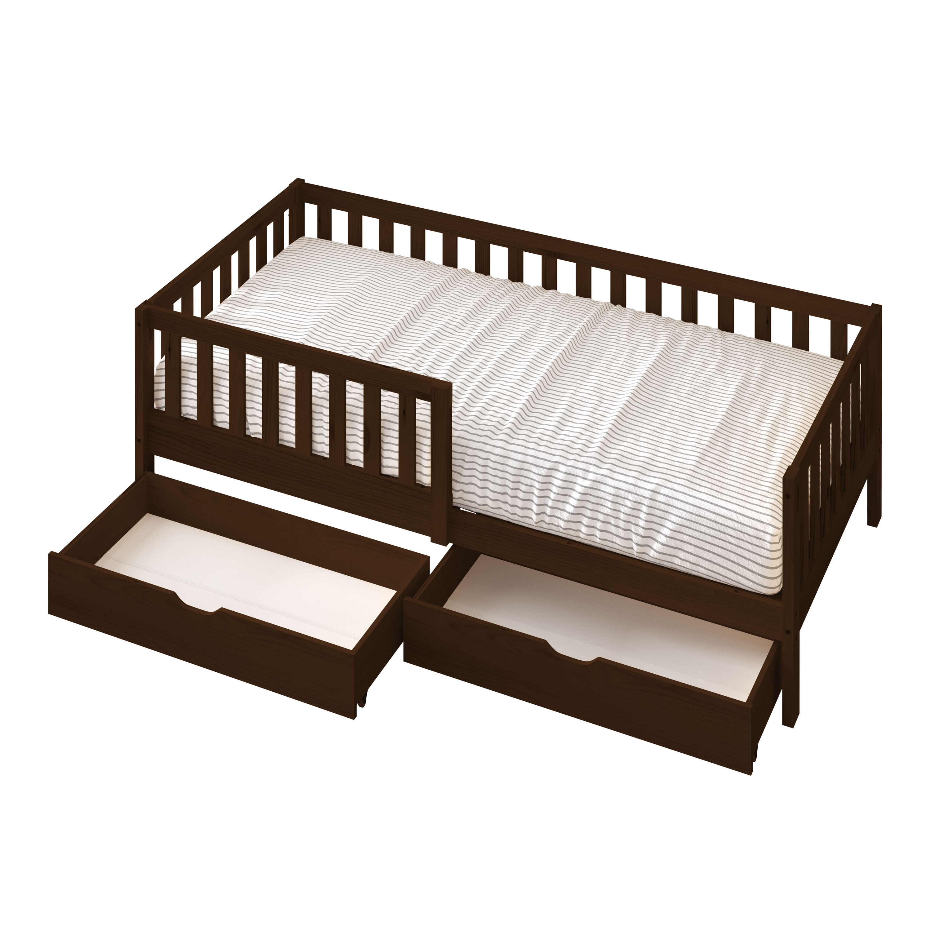 Sunny Isa Kids Bed with 2 Storage Drawers and Guardrail Brown – Without Mattress