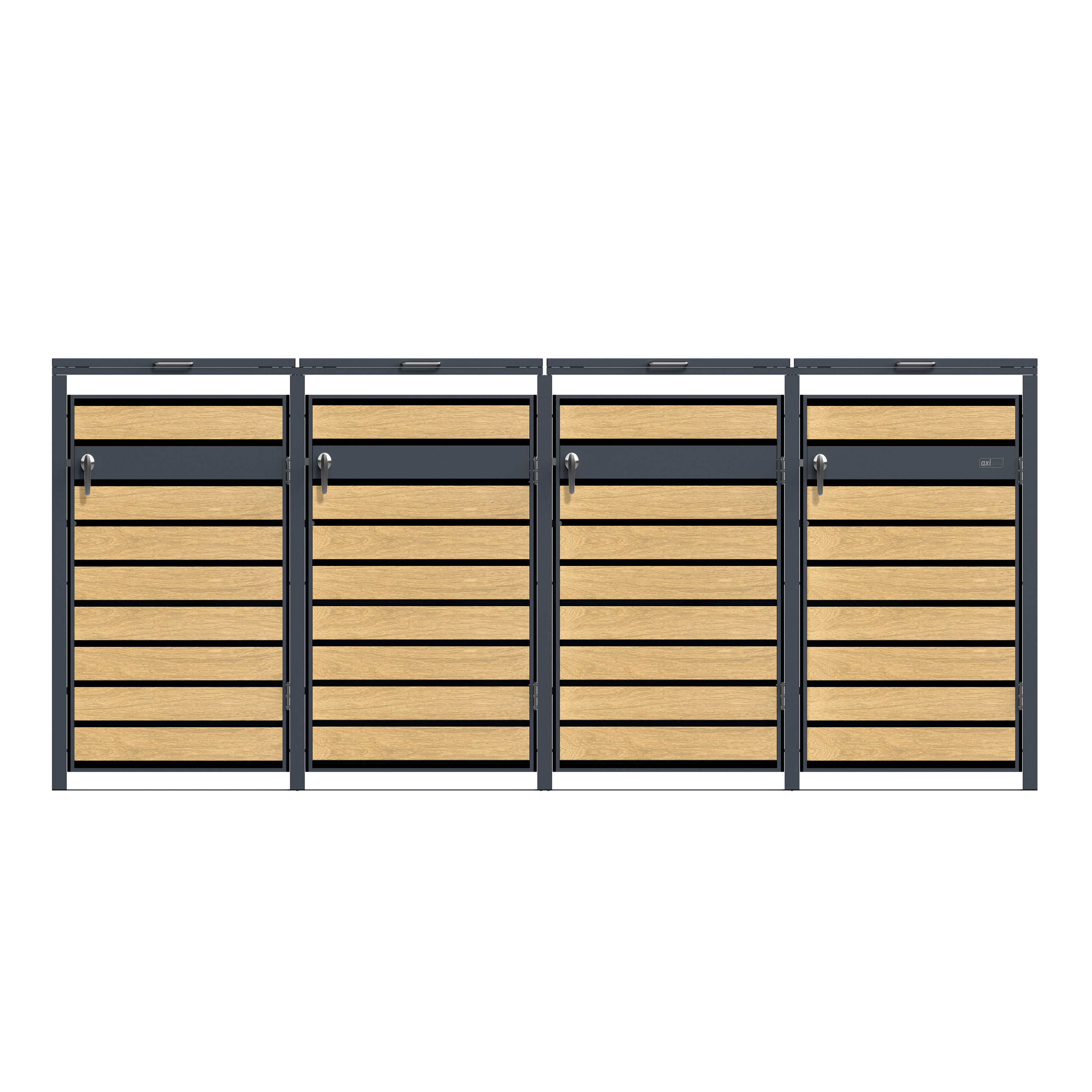 AXI Lucas Metal Garbage Bin Shed Anthracite/Wood look - 4 Garbage Bins