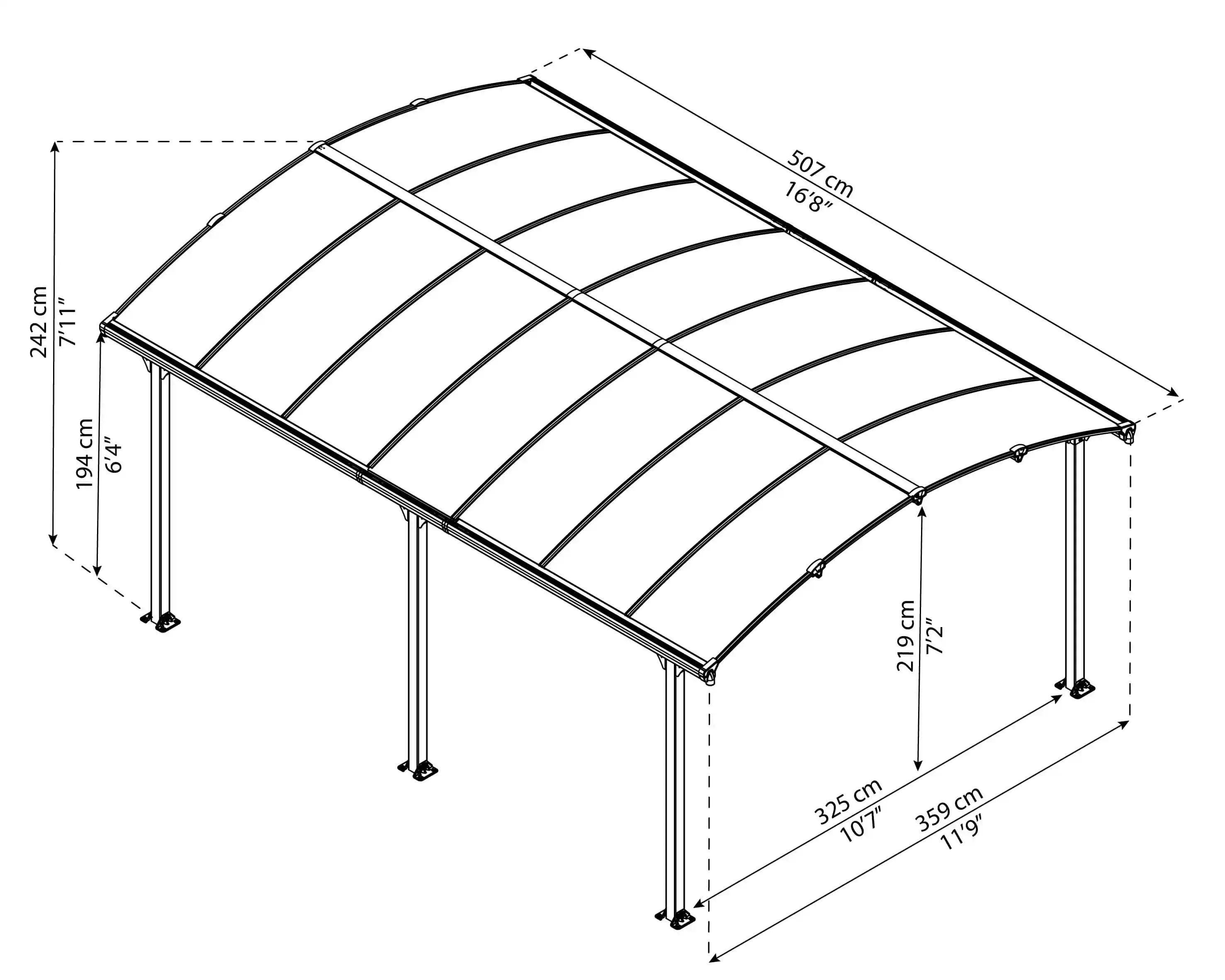 Canopia Tucson 507X360 cm tuinpaviljoen Donkergrijs Brons