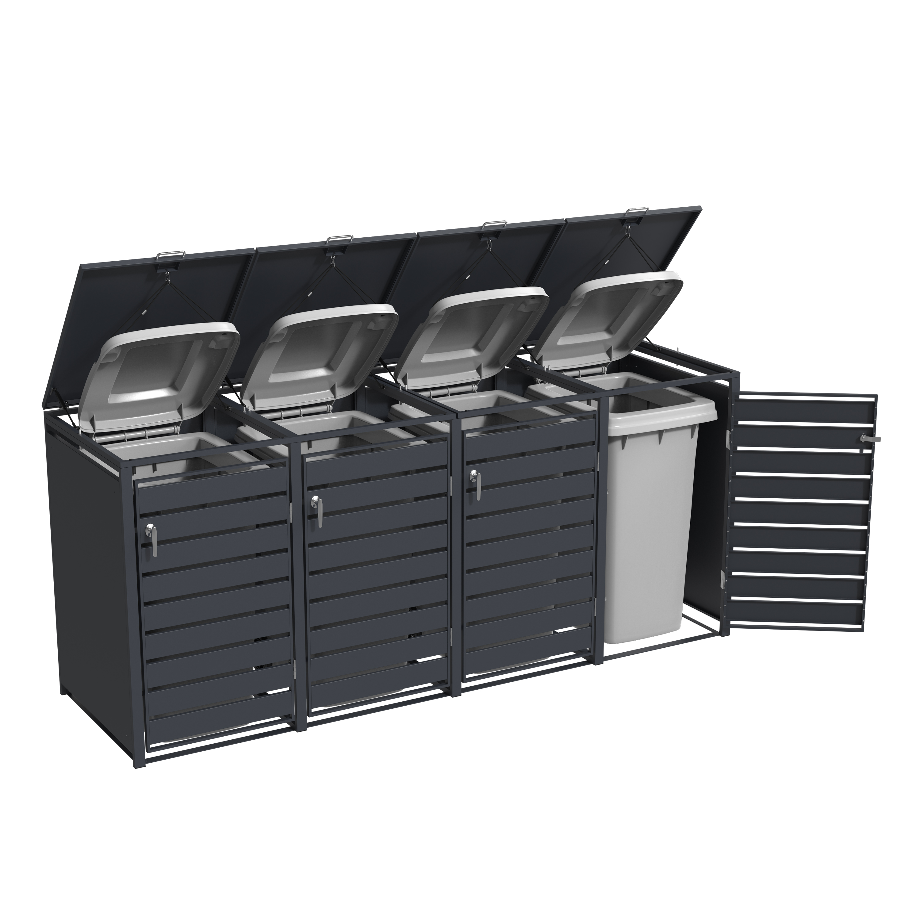 AXI Lucas Metal Garbage Bin Shed Anthracite - 4 Garbage Bins