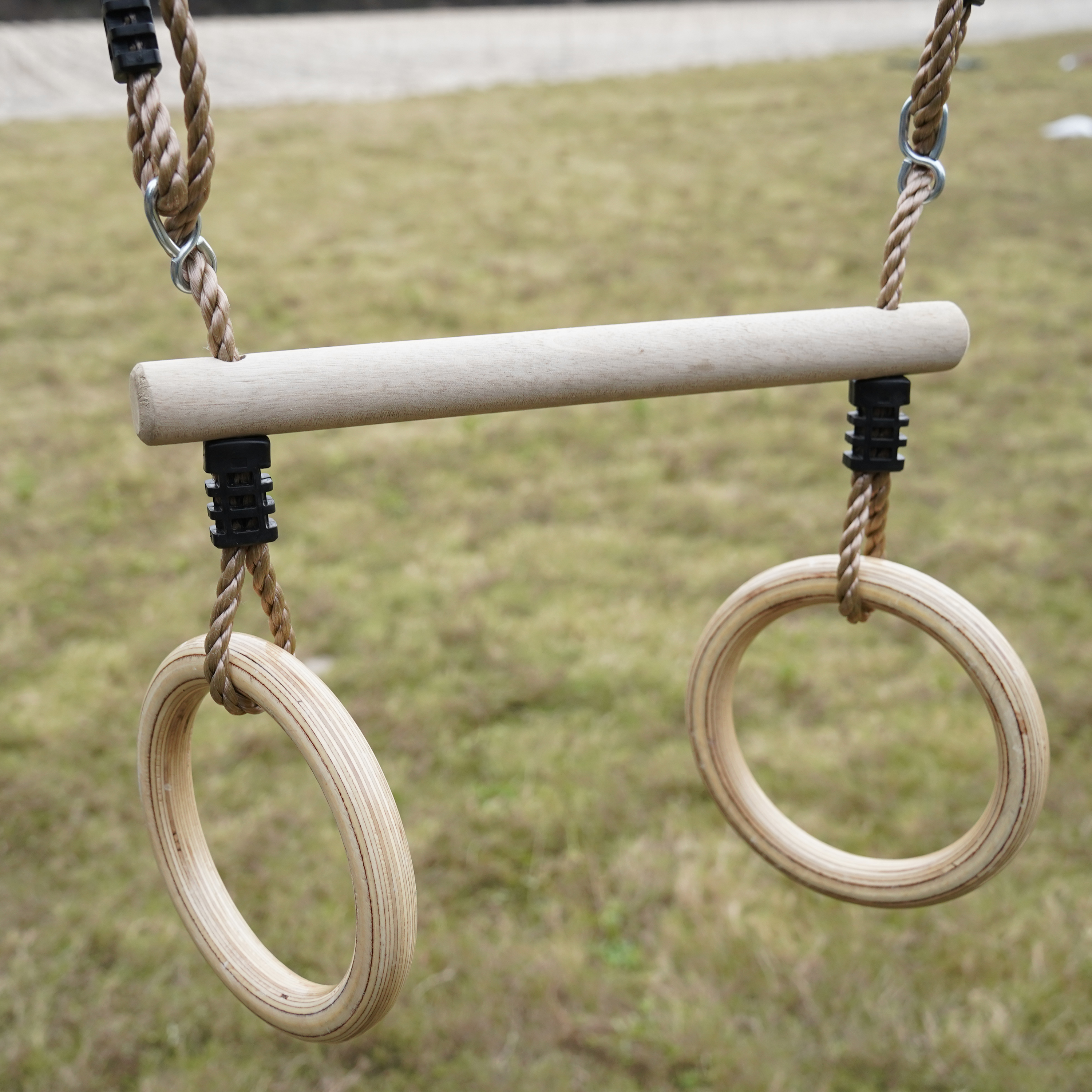 AXI Cody Climbing Frame with Swings. Trapeze and Climbing Wall – Cream Double Slide and Tube Slide