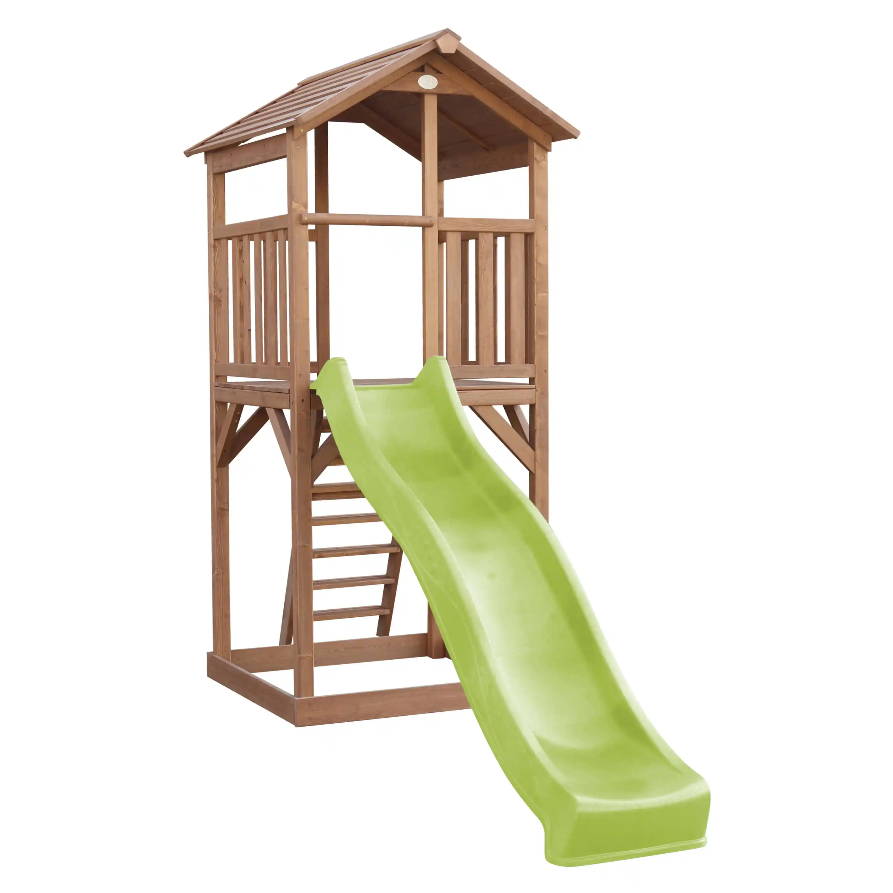 AXI Beach Tower Speeltoren Bruin - Limoen groene Glijbaan